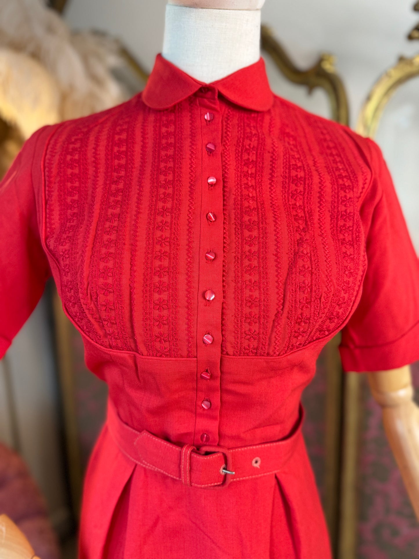 1960s Red Preppy Vintage Dress