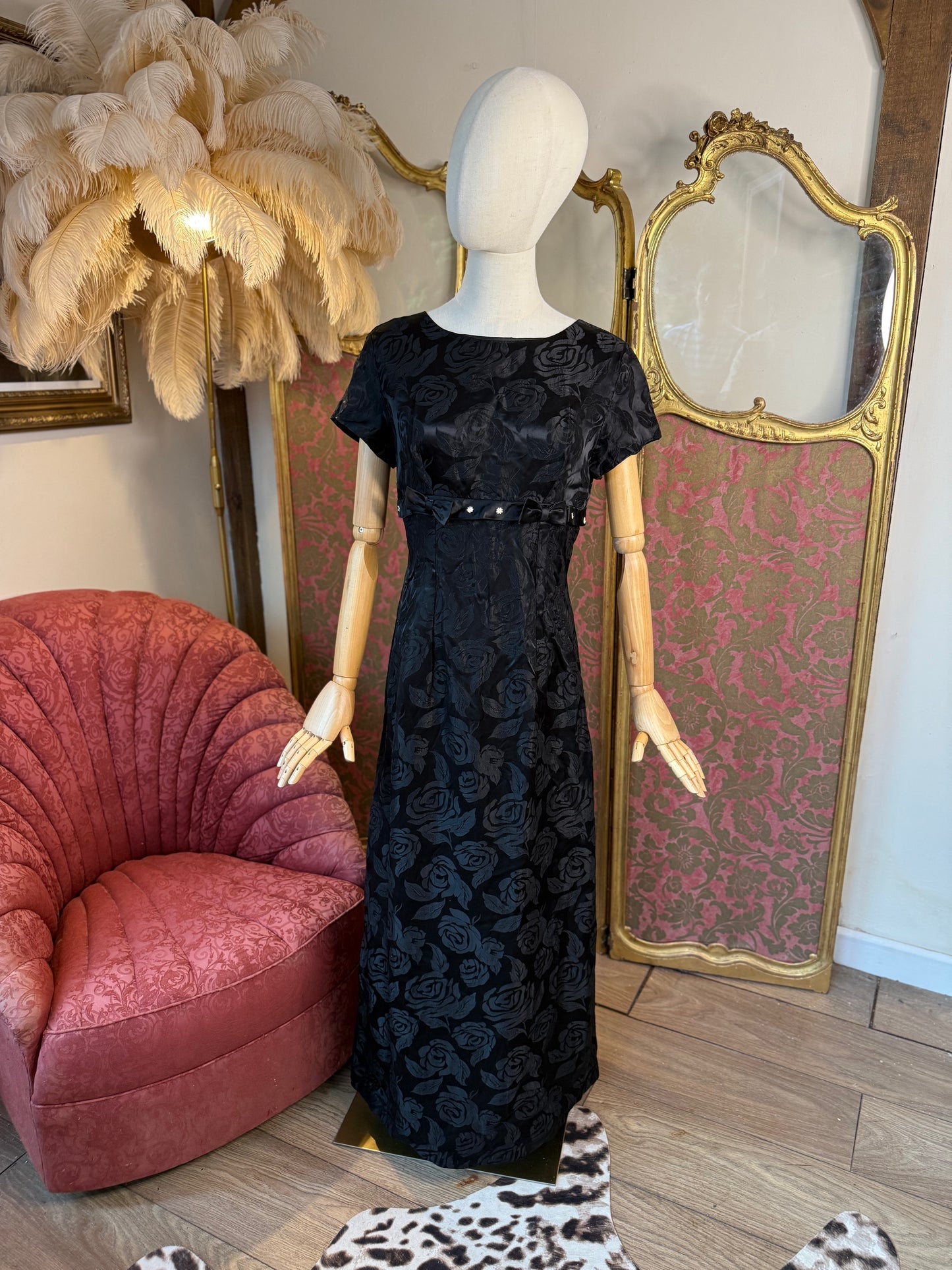 1950's Empire Line Black Evening Dress