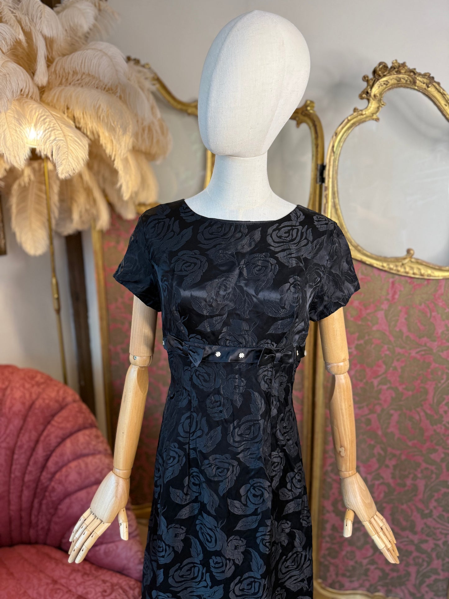 1950's Empire Line Black Evening Dress
