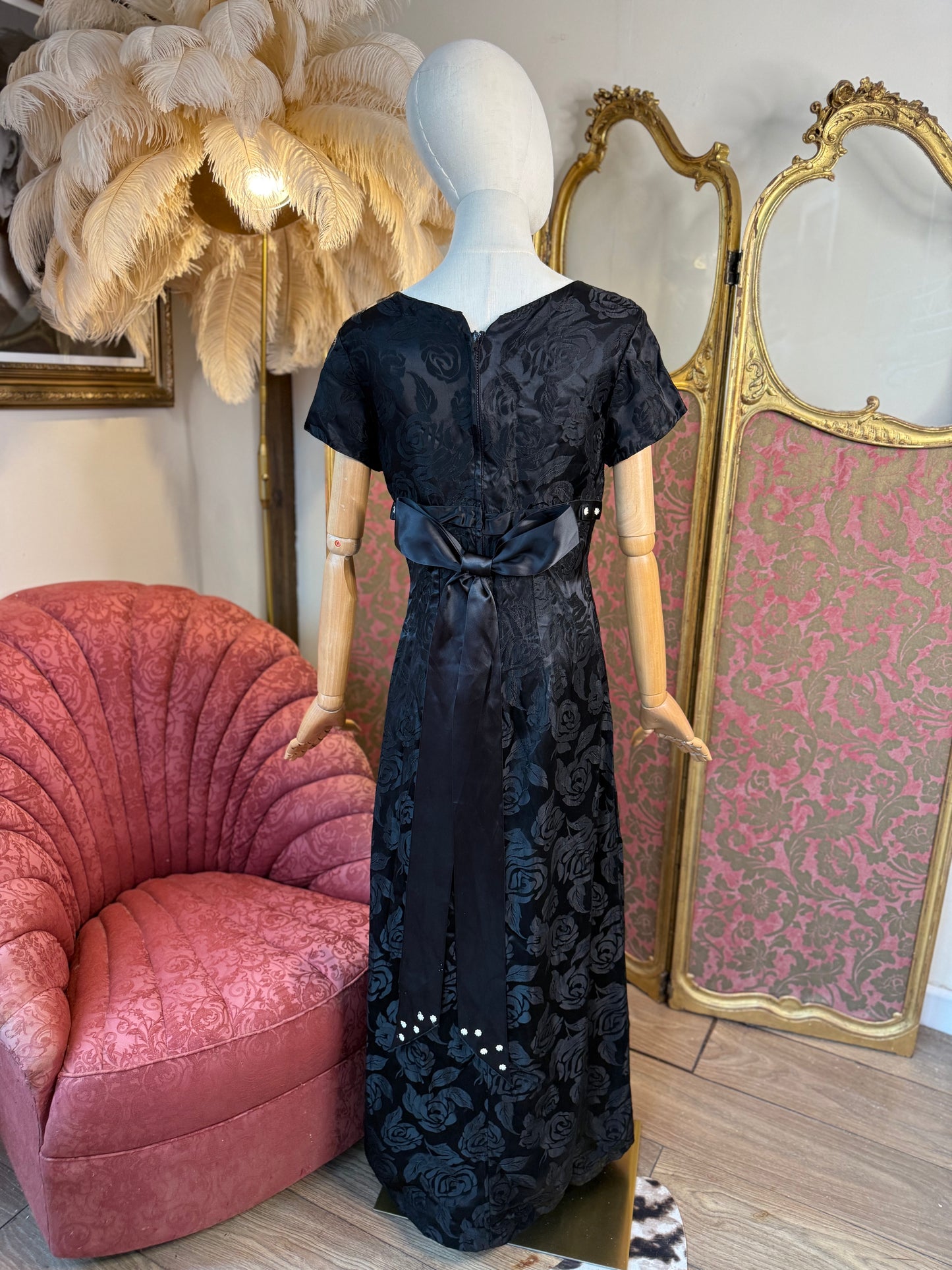 1950's Empire Line Black Evening Dress