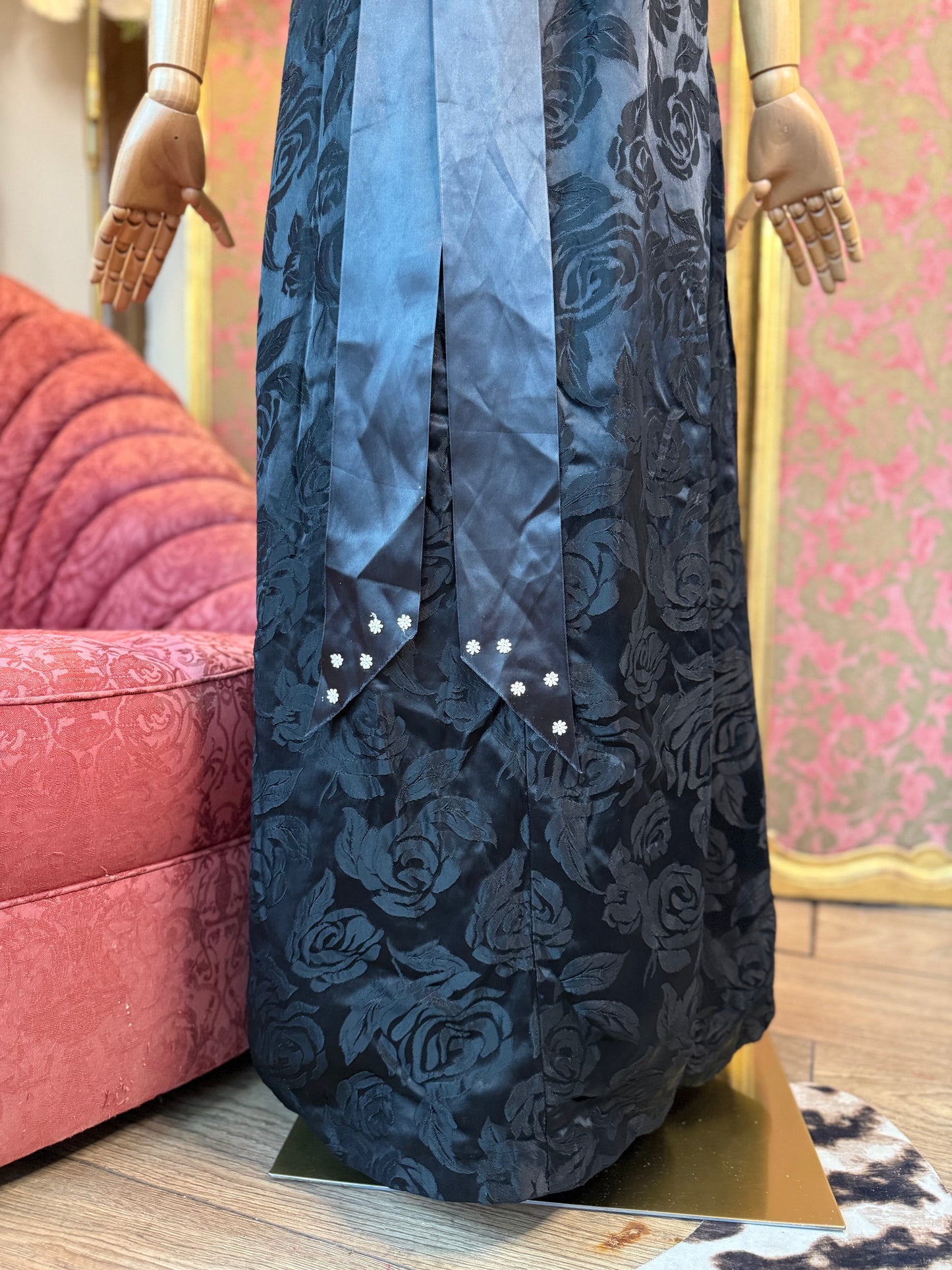 1950's Empire Line Black Evening Dress