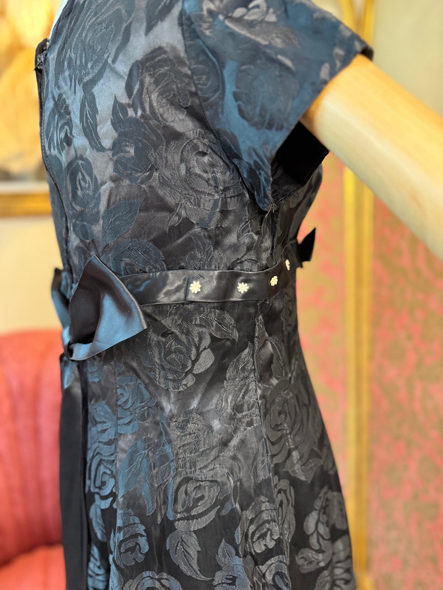 1950's Empire Line Black Evening Dress