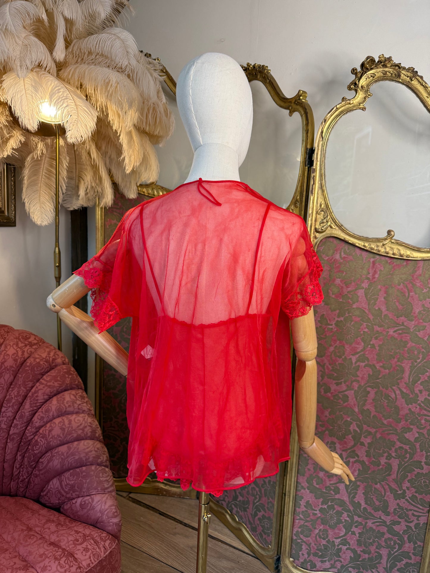 Red Vintage Boudoir Set