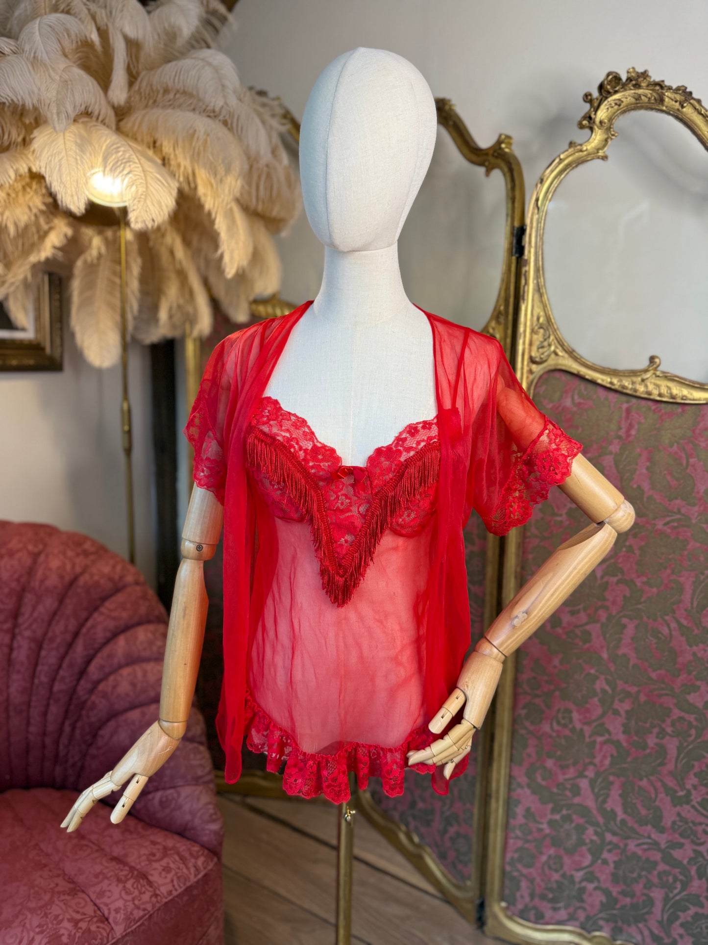 Red Vintage Boudoir Set