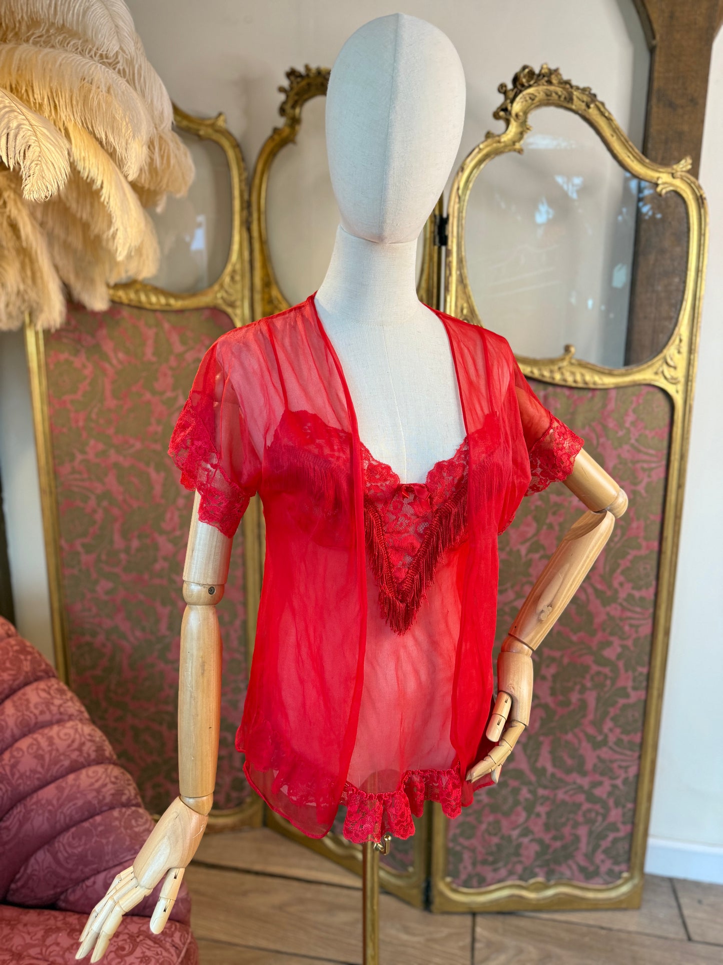 Red Vintage Boudoir Set