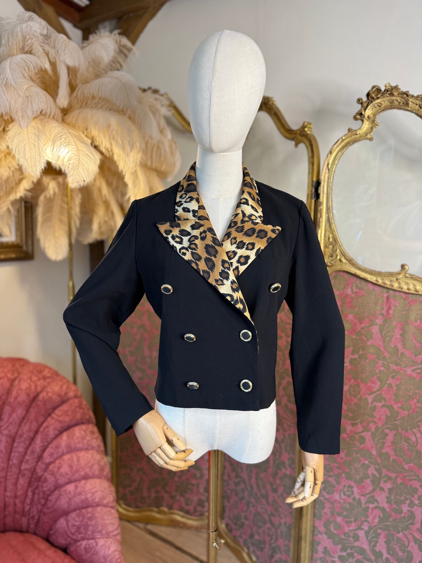 1980s Leopard Print Cropped Blazer