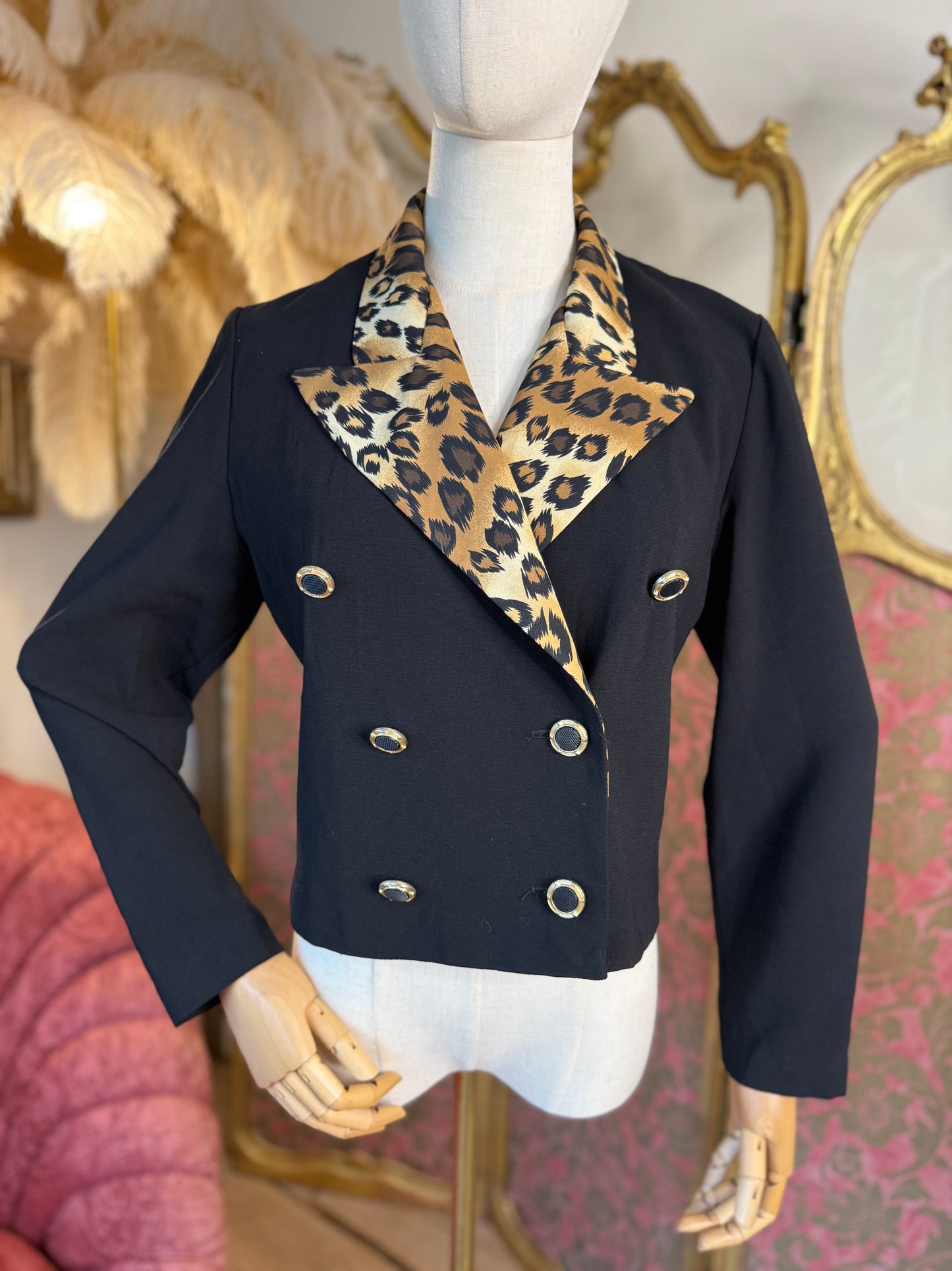 1980s Leopard Print Cropped Blazer