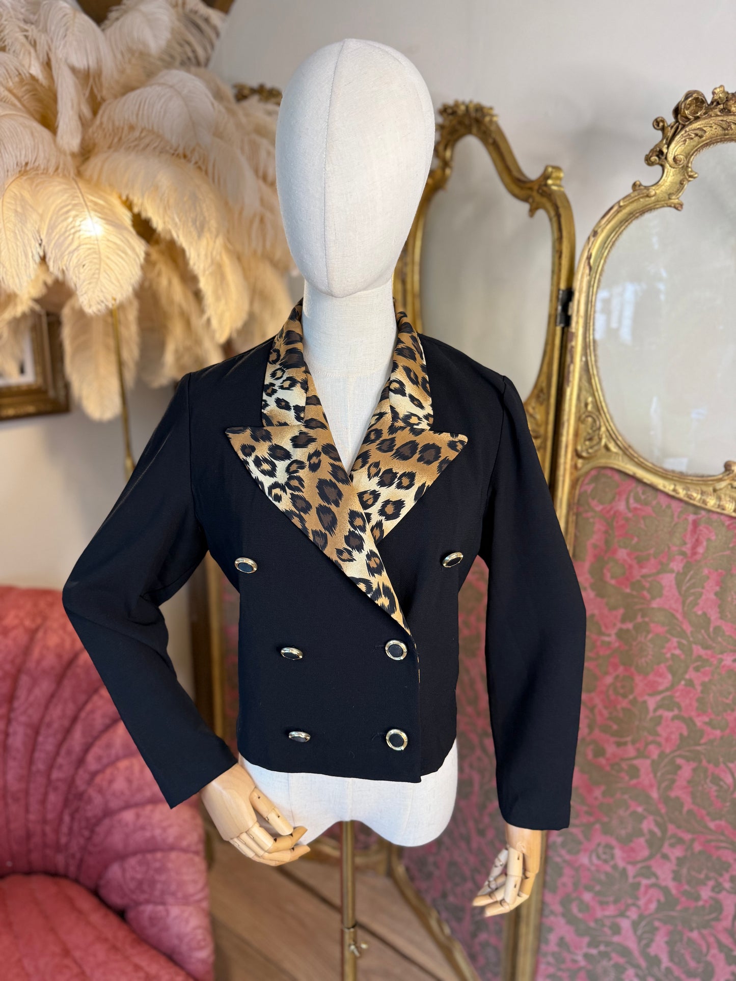 1980s Leopard Print Cropped Blazer