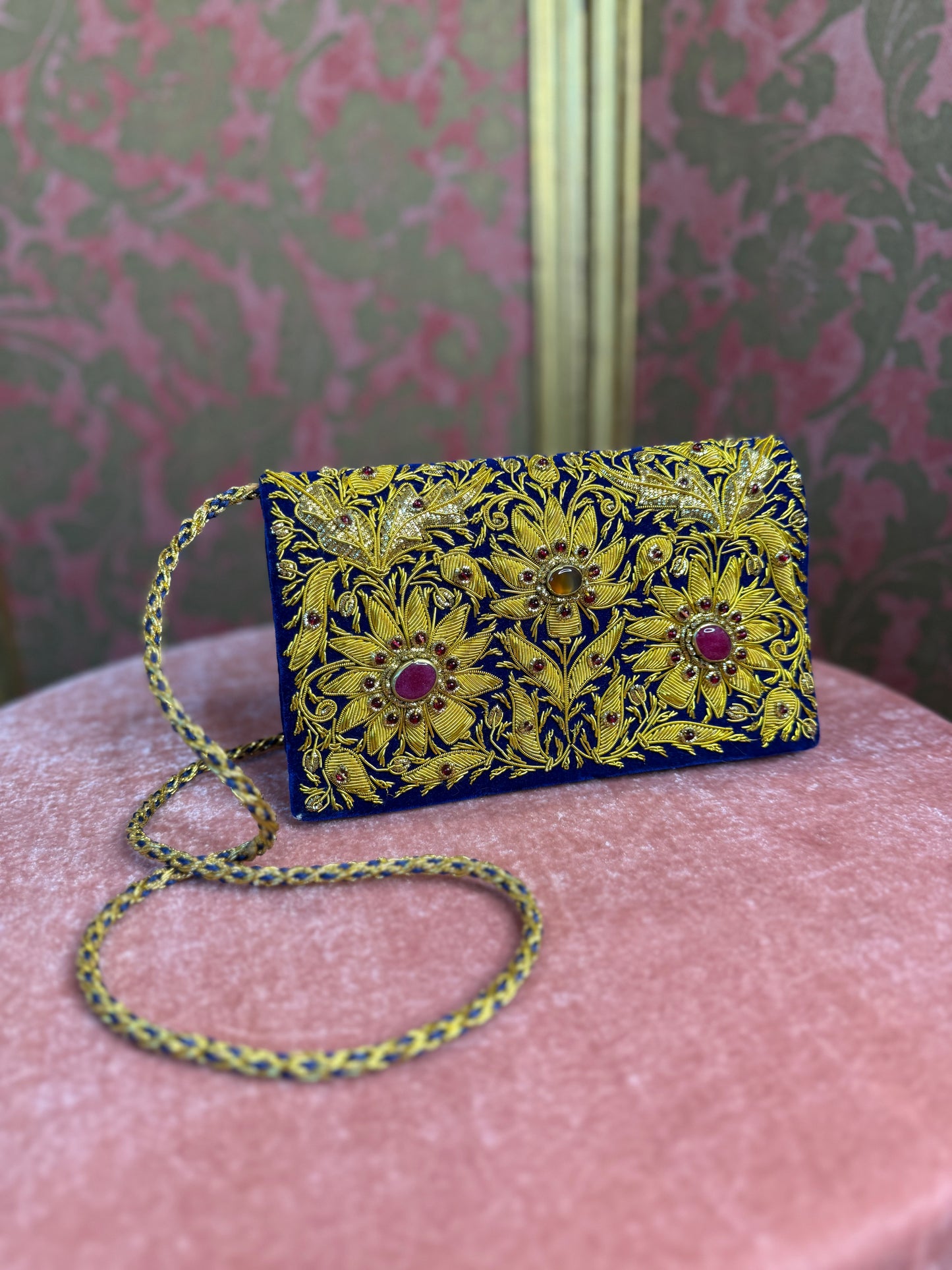 1950's Style Zardozi Velvet Evening Bag