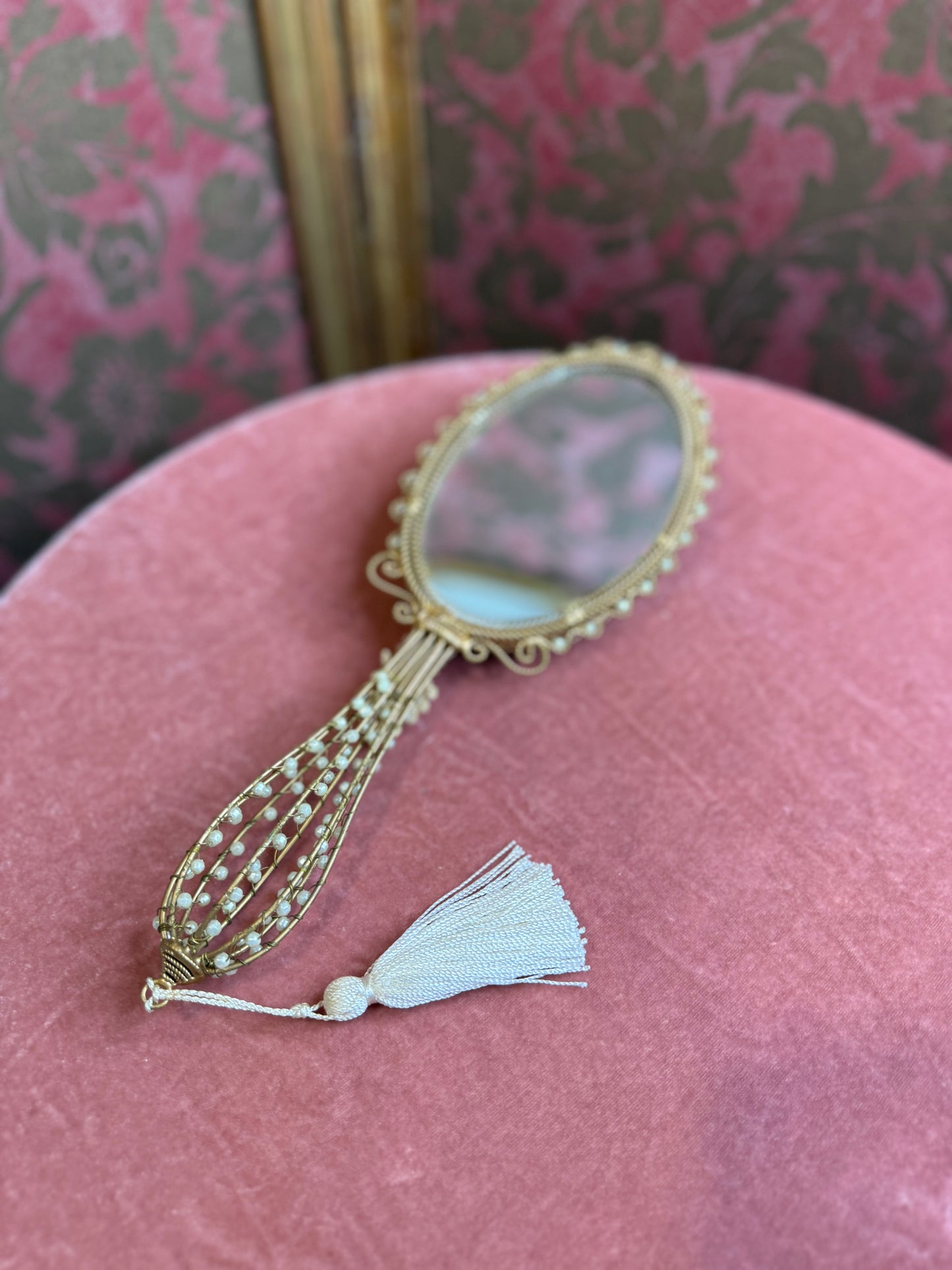 Antique Filigree Hand Mirror