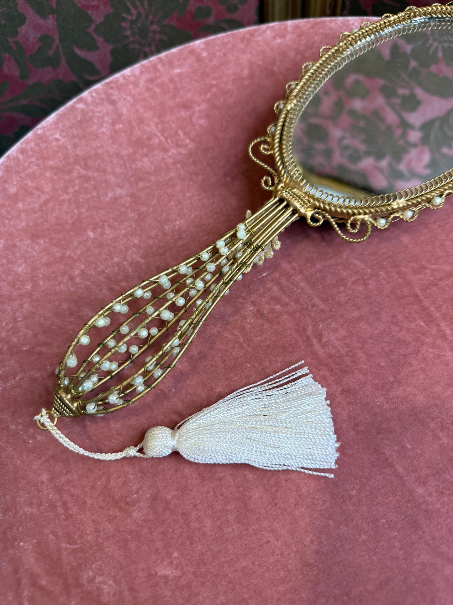 Antique Filigree Hand Mirror