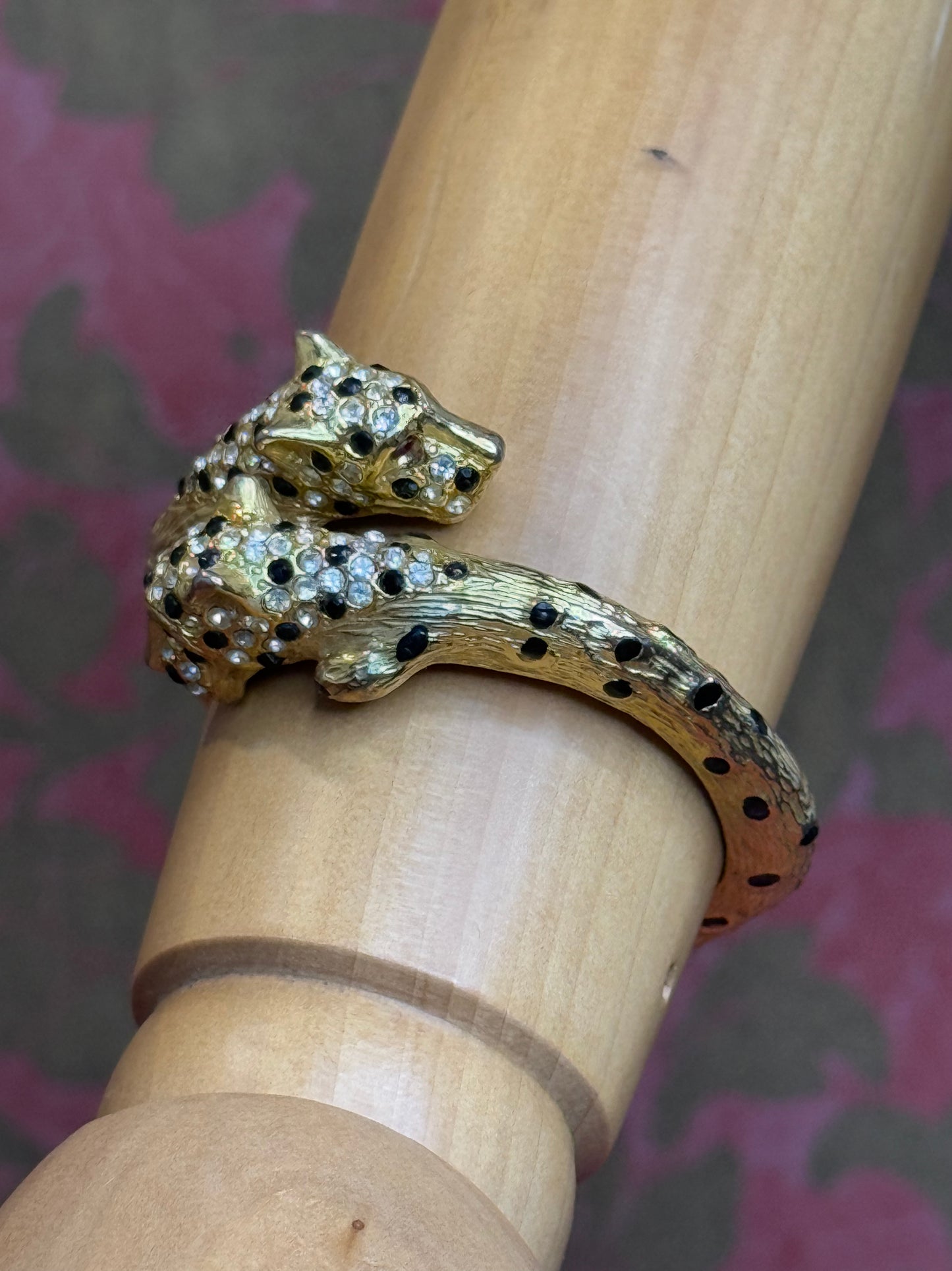 Vintage Costume Cheetah Head Bangle