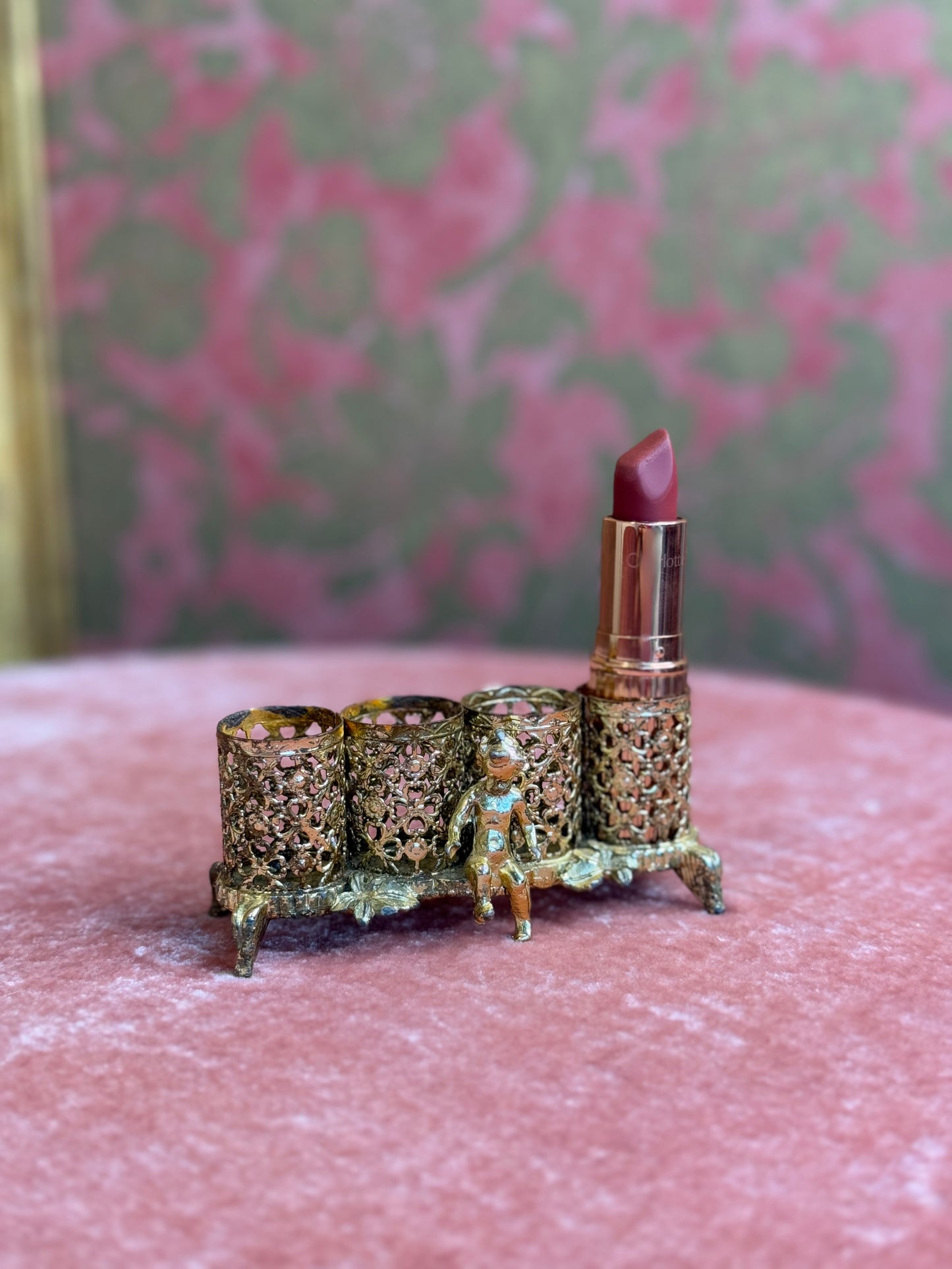 Vintage Hollywood Regency Cherub Lipstick Holder
