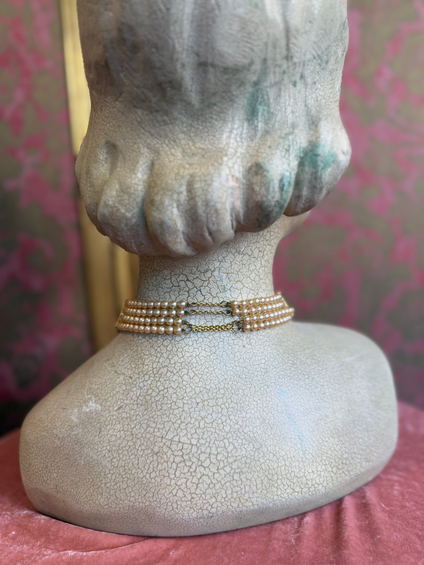 Pearl and Sapphire Vintage Costume Choker