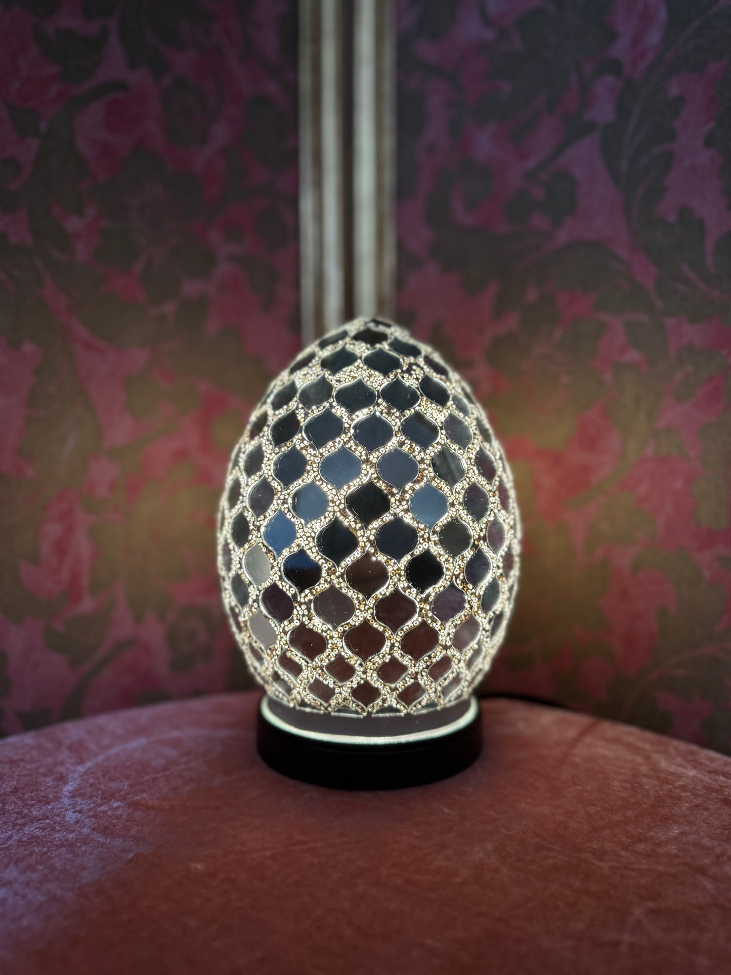 Moonlit Veil - Mosaic Egg Lamp