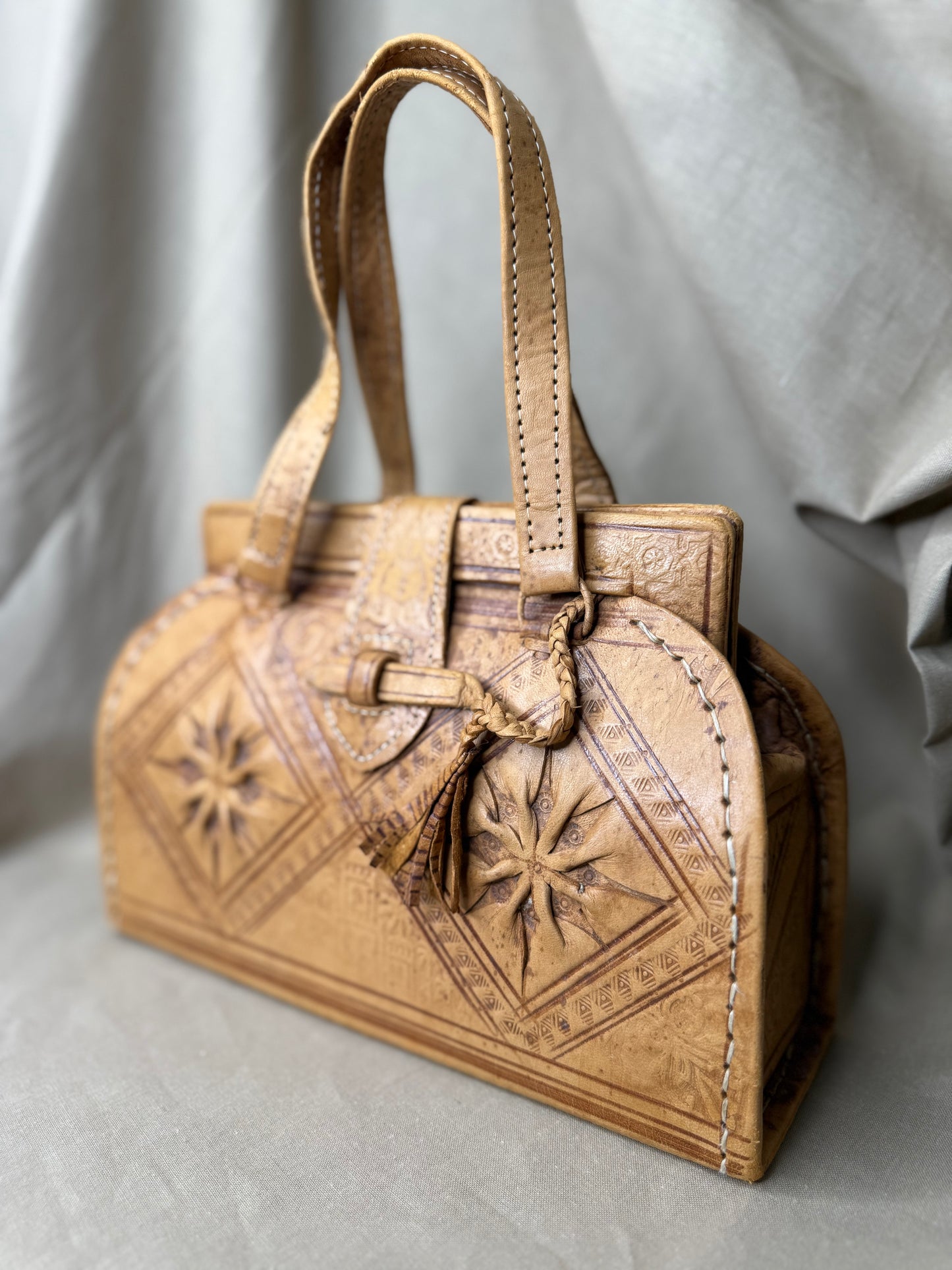 Vintage 1970s Western Leather Handbag