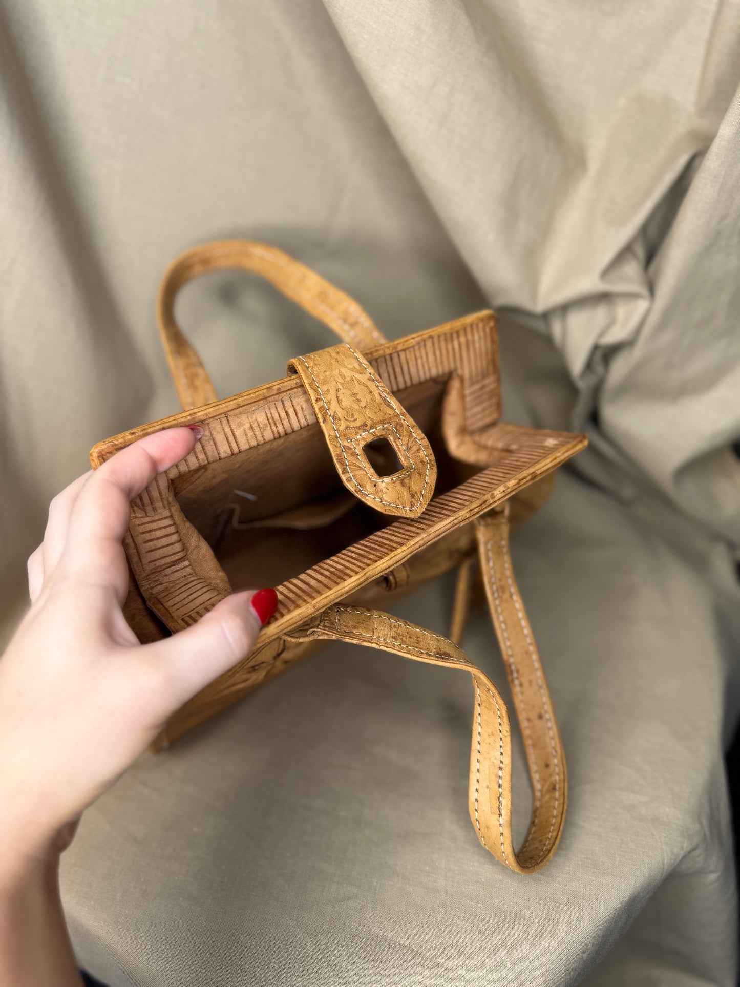 Vintage 1970s Western Leather Handbag