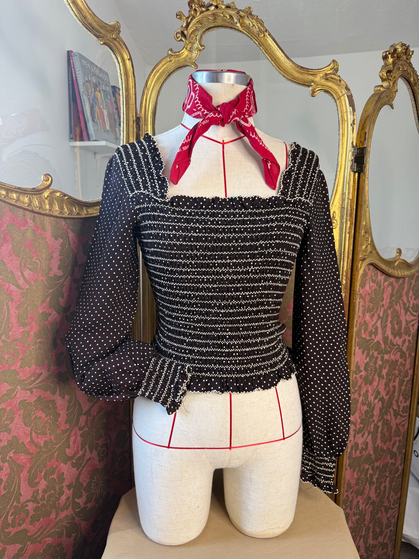 1970s Square Neck Peasant Blouse