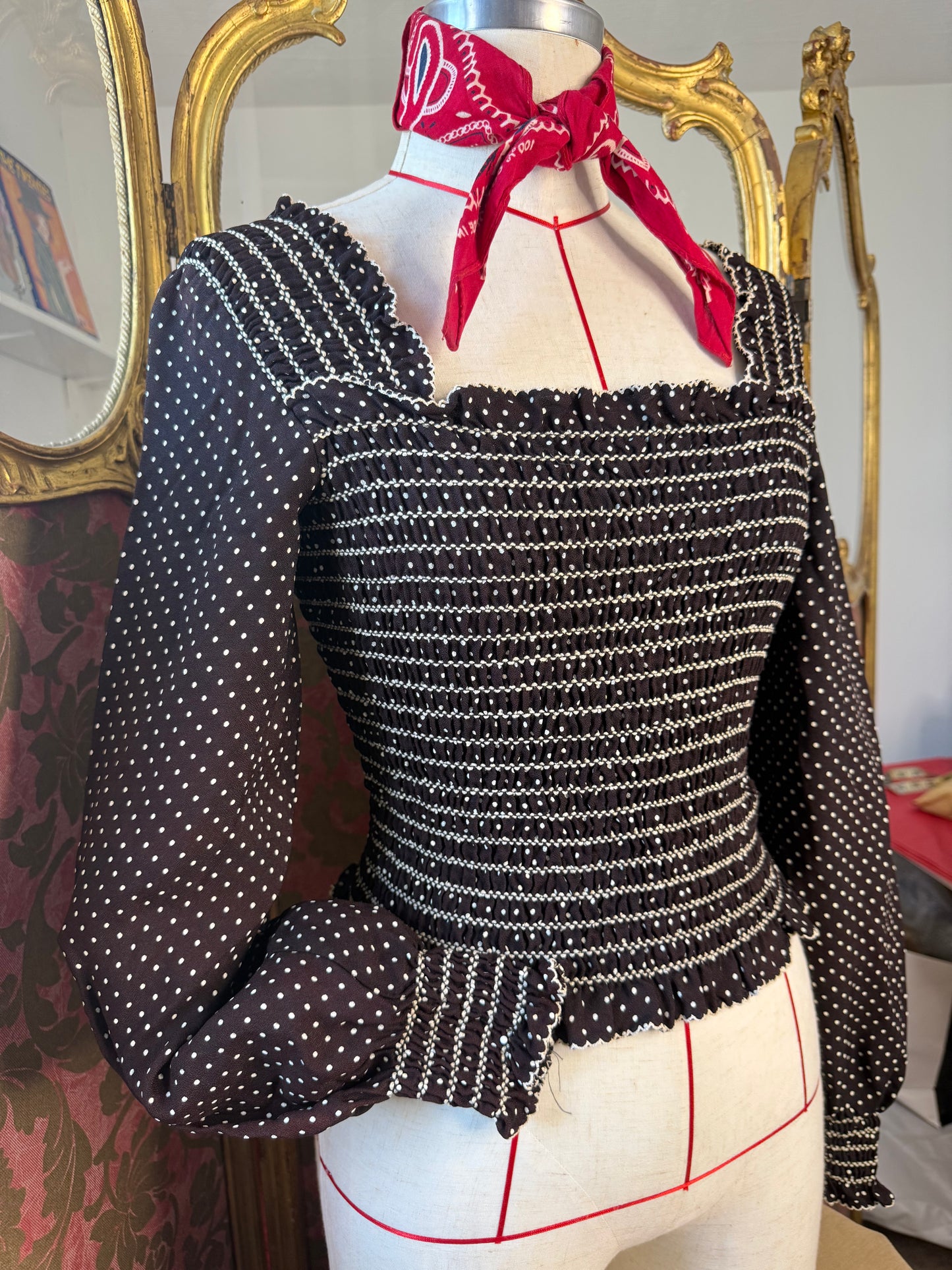 1970s Square Neck Peasant Blouse