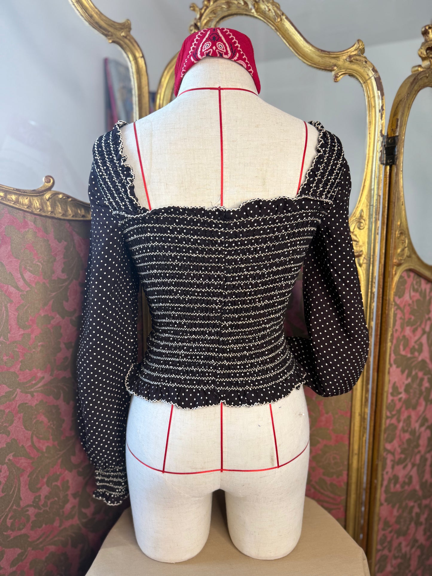 1970s Square Neck Peasant Blouse