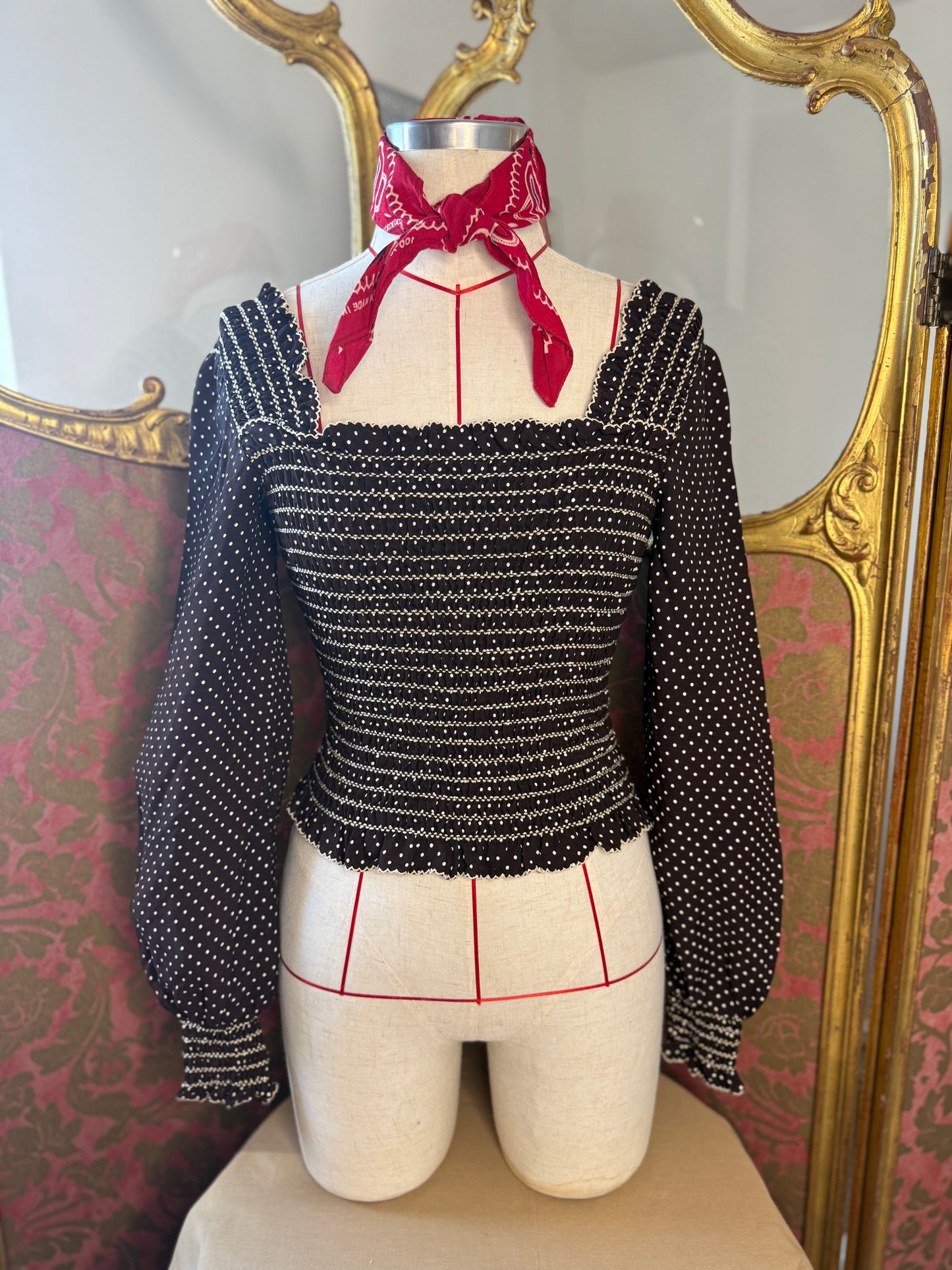 1970s Square Neck Peasant Blouse