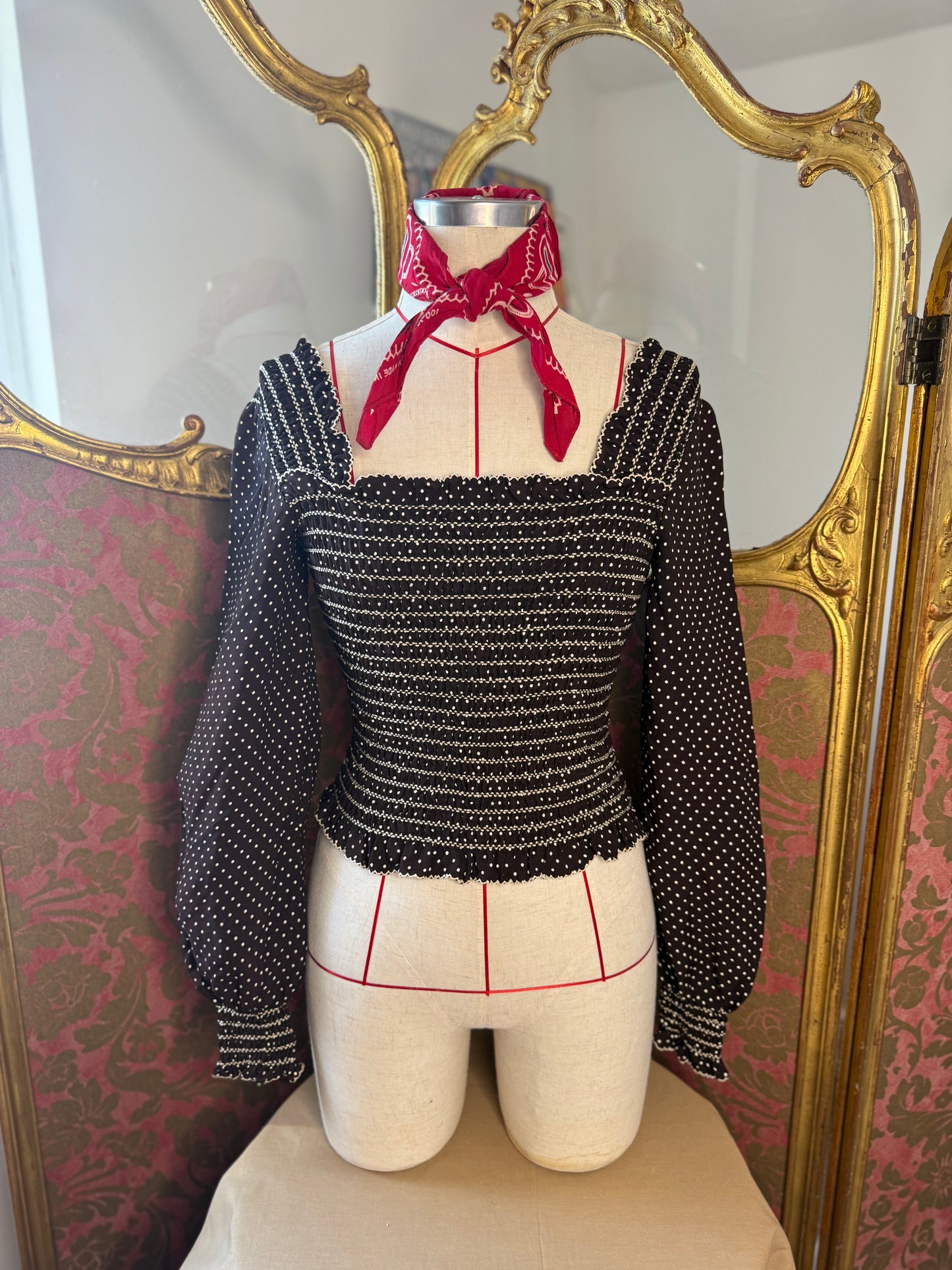 1970s Square Neck Peasant Blouse