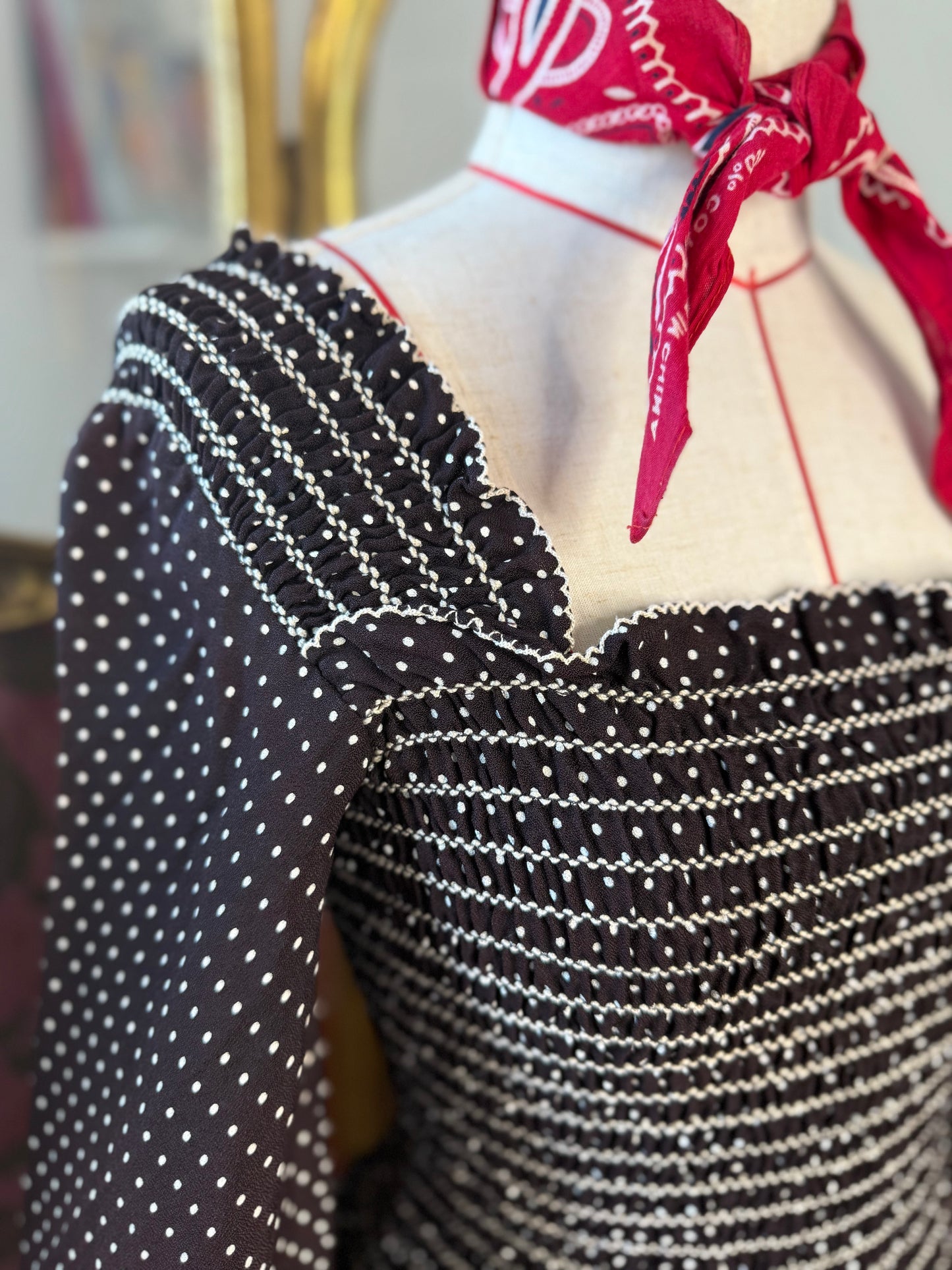 1970s Square Neck Peasant Blouse