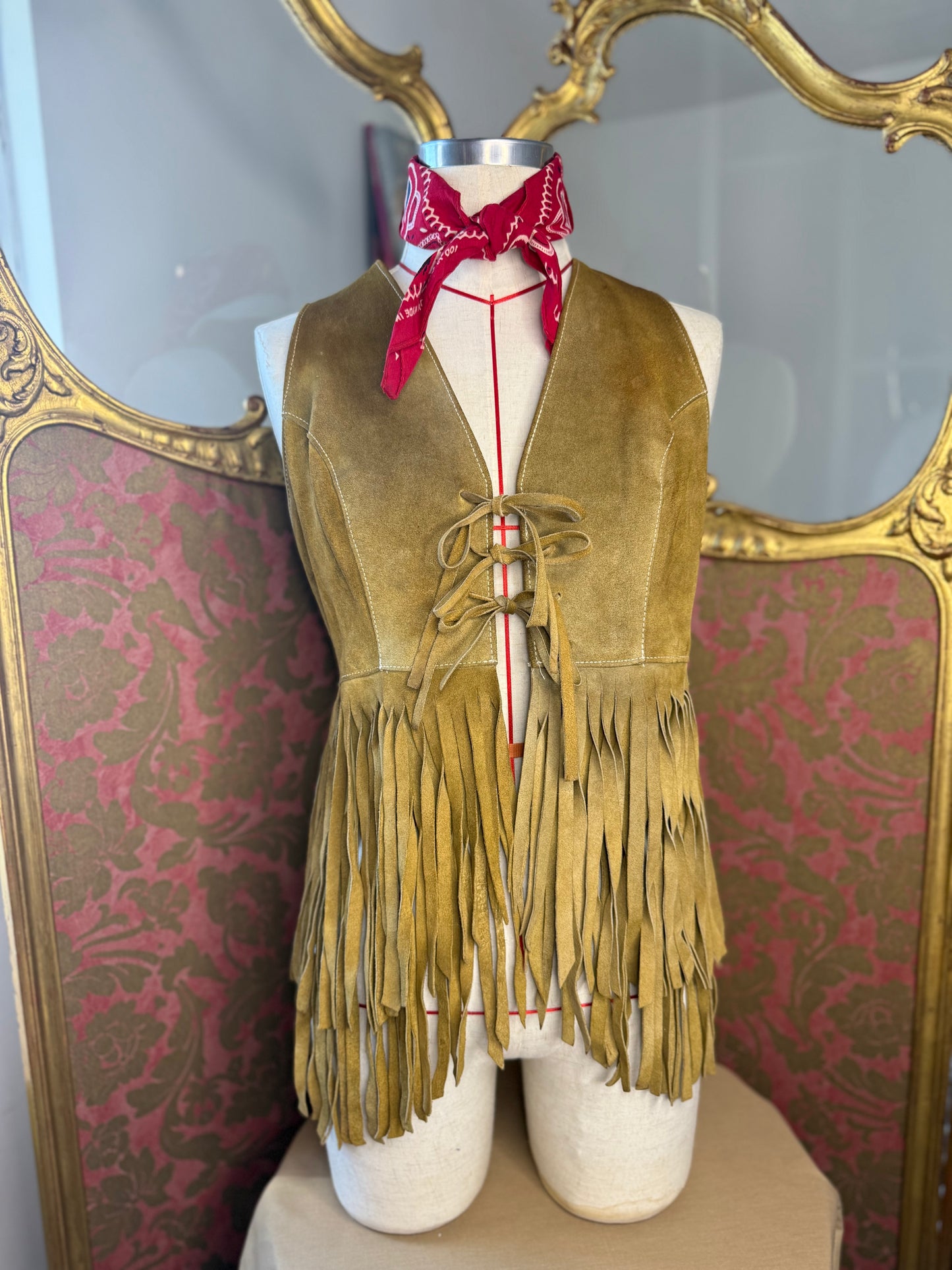 1970's Suede Leather Fringe Waistcoat