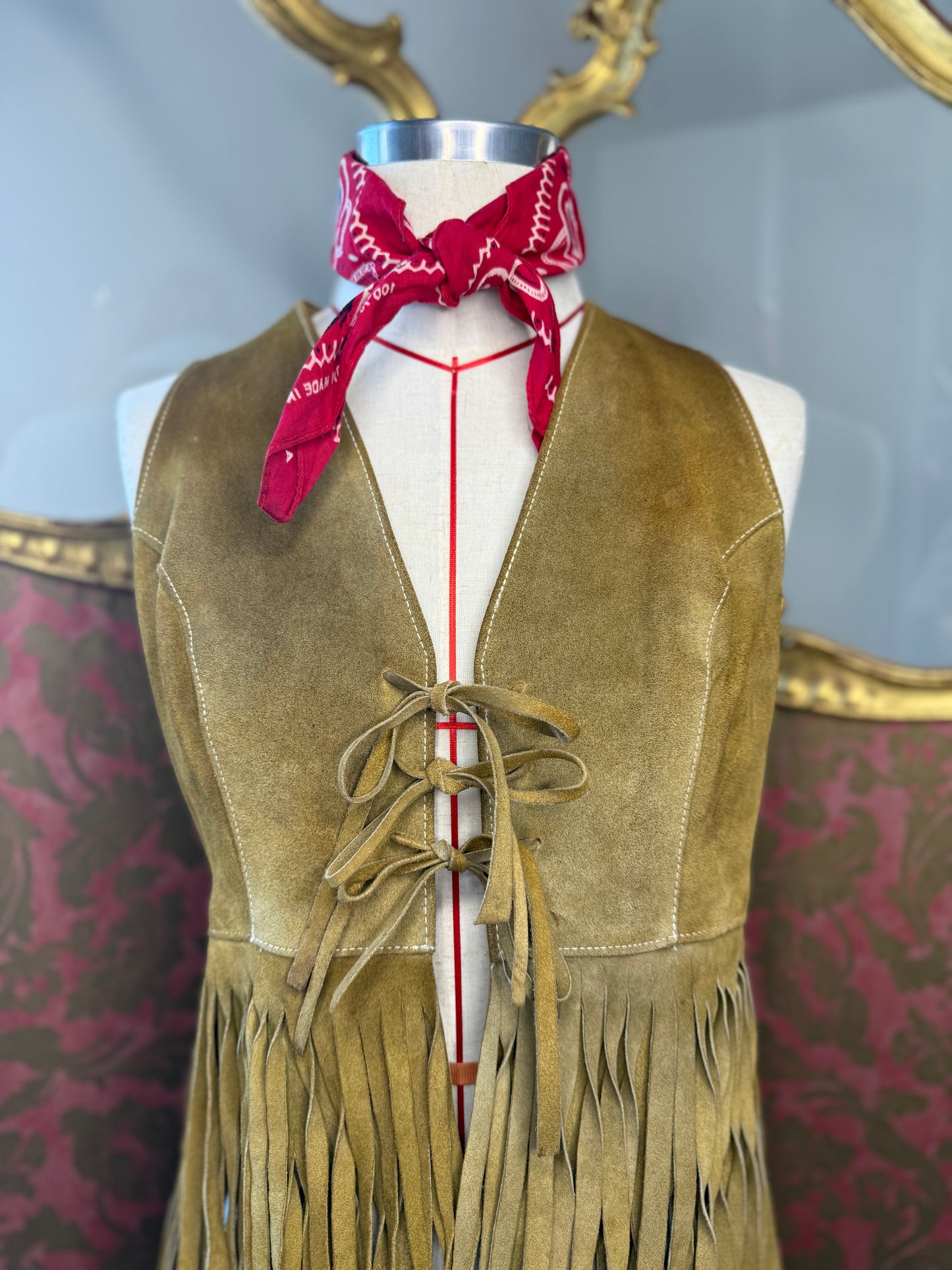1970's Suede Leather Fringe Waistcoat