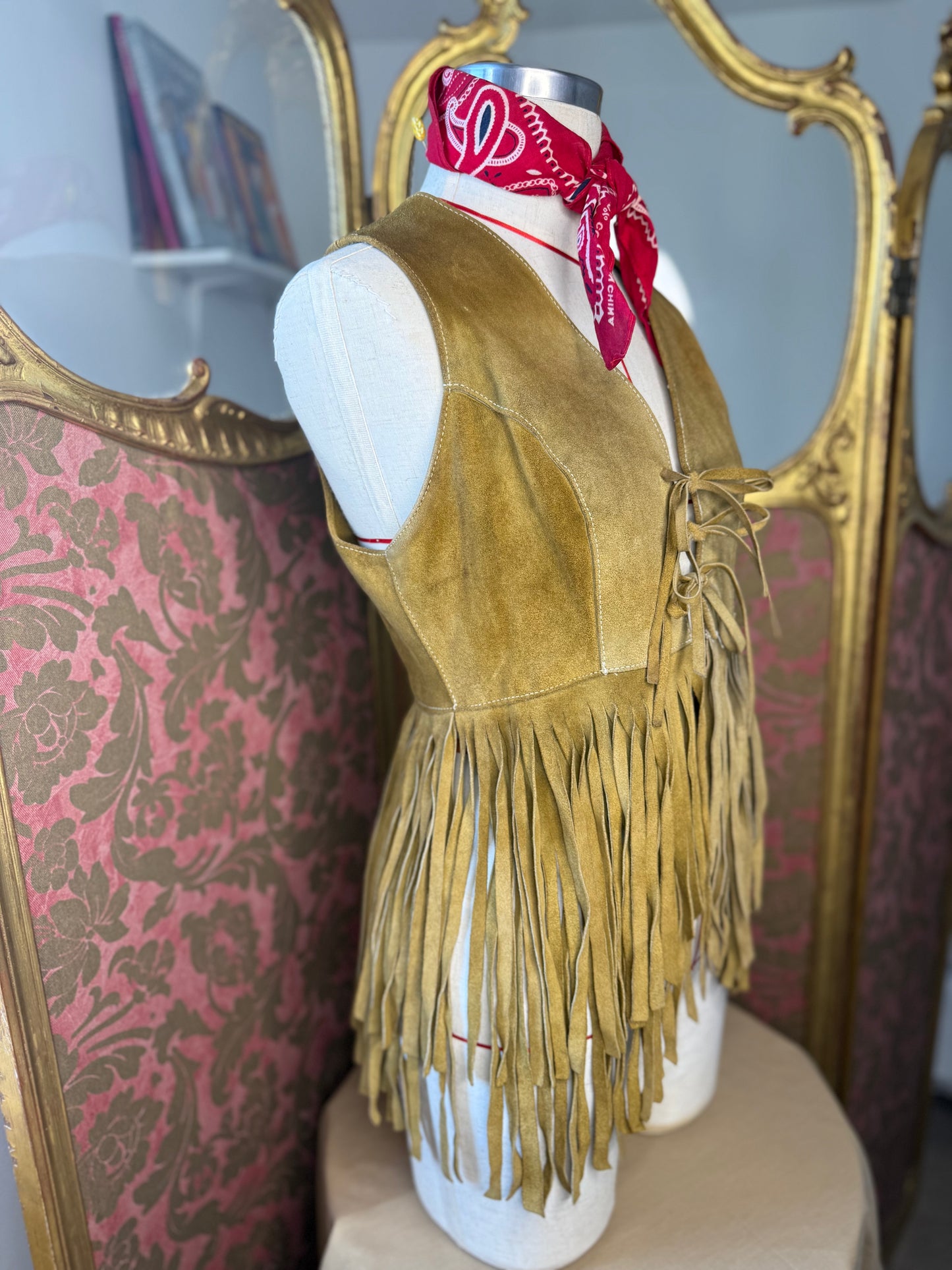 1970's Suede Leather Fringe Waistcoat