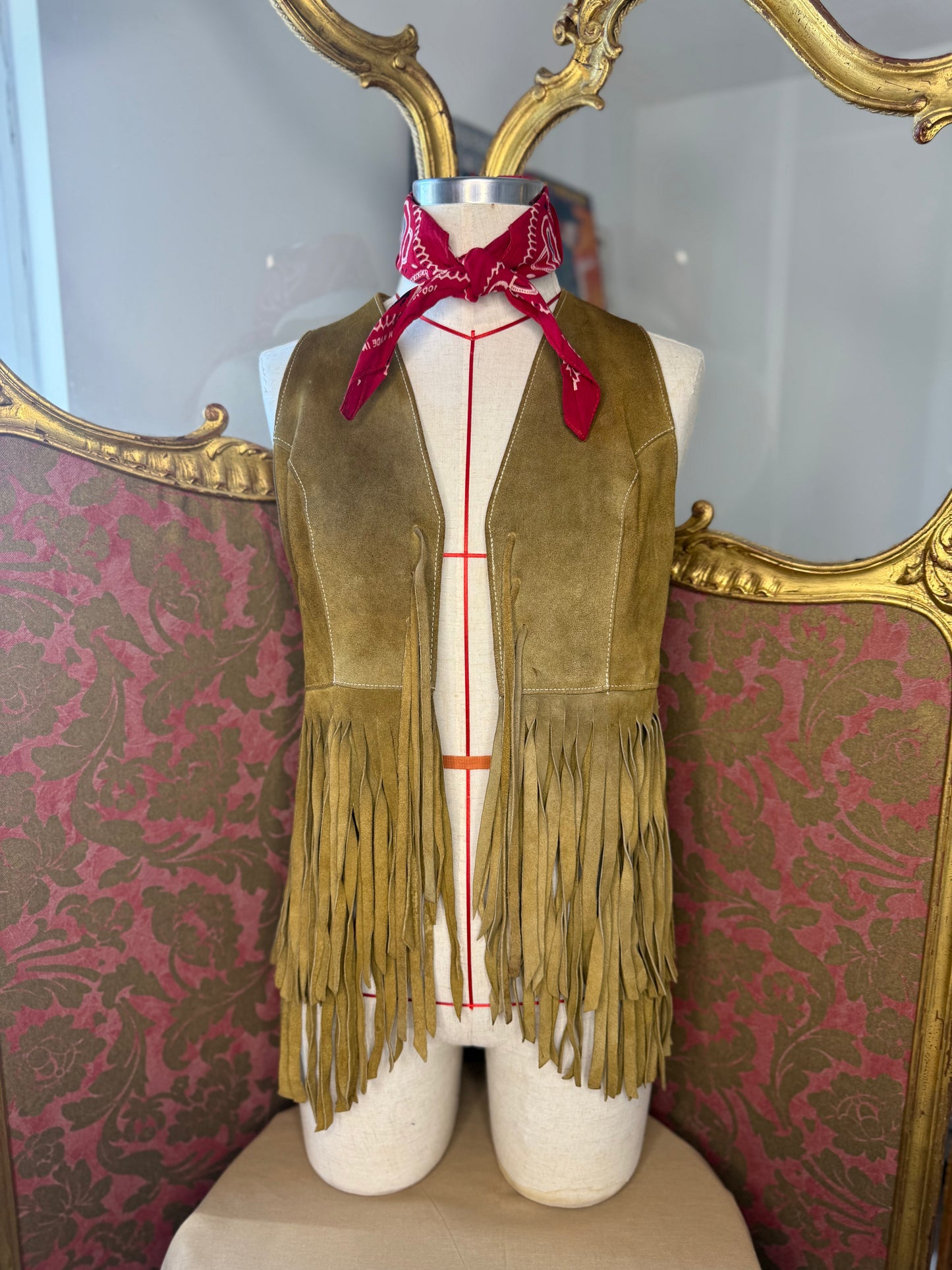1970's Suede Leather Fringe Waistcoat