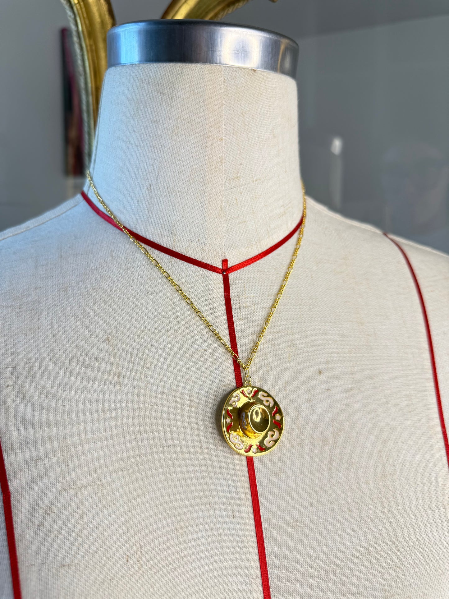 Tarnish-free Gold Cowboy Hat Necklace