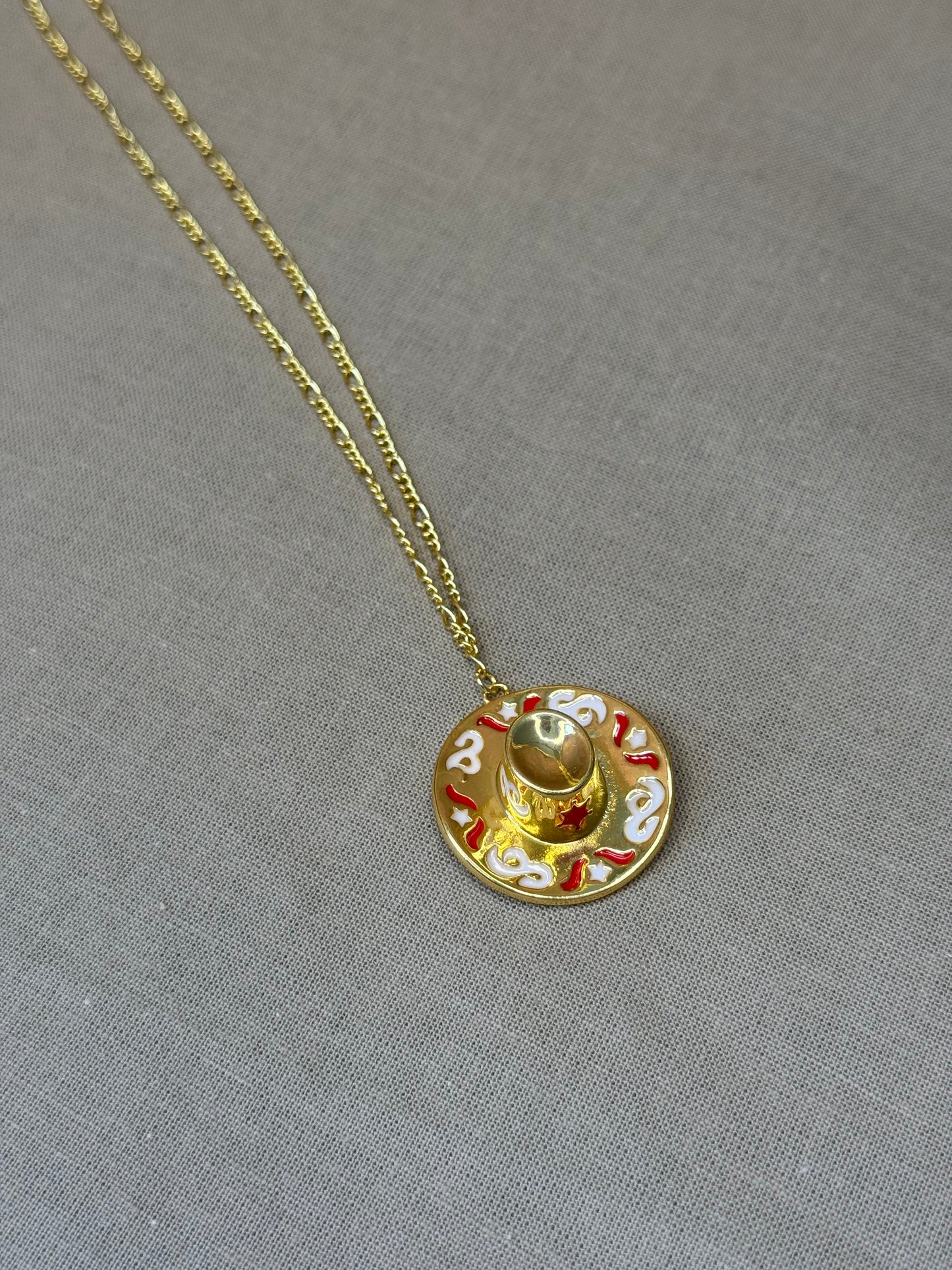 Tarnish-free Gold Cowboy Hat Necklace