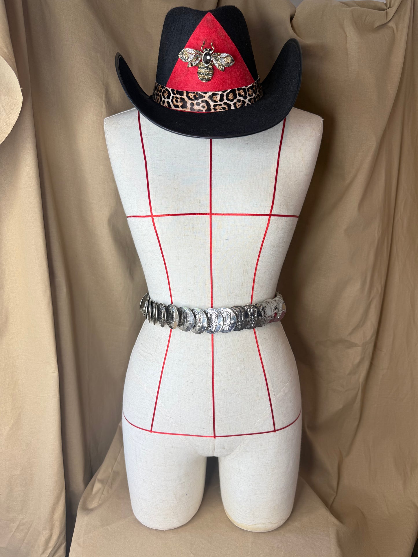 Vintage Silver Cowboy Boot Coin Belt