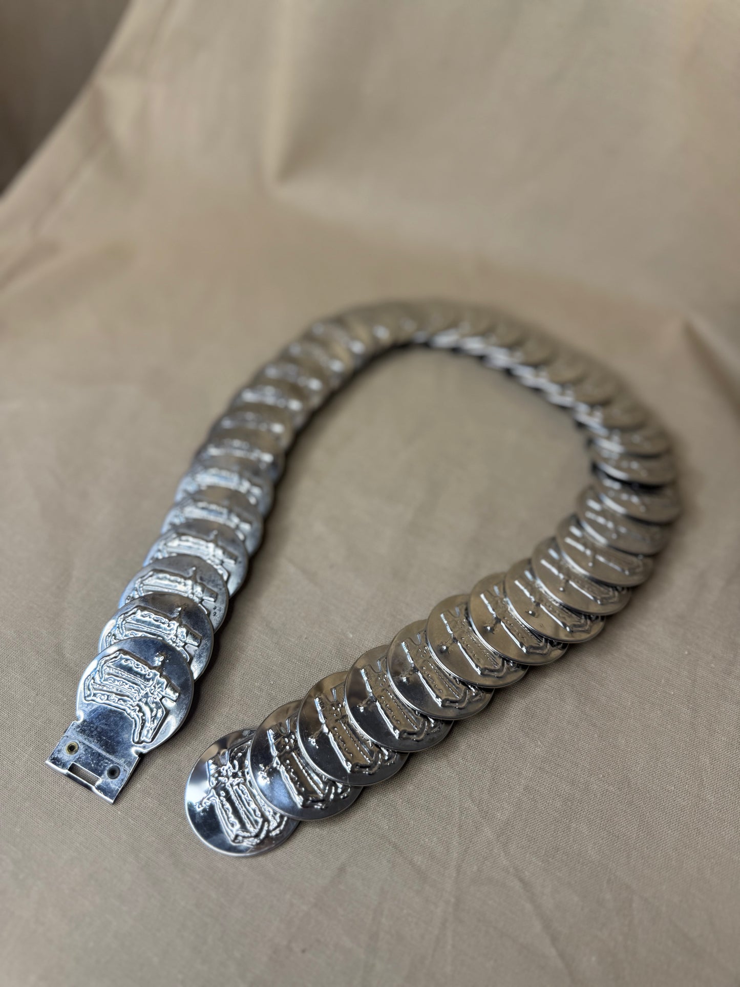 Vintage Silver Cowboy Boot Coin Belt