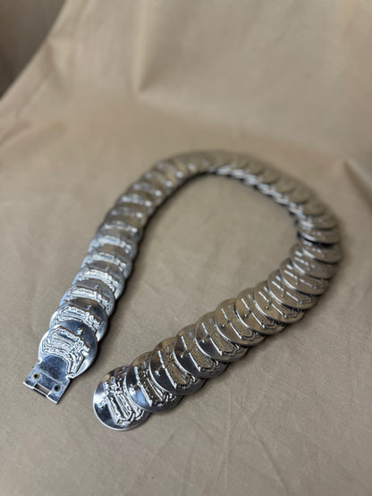 Vintage Silver Cowboy Boot Coin Belt