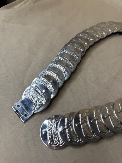 Vintage Silver Cowboy Boot Coin Belt