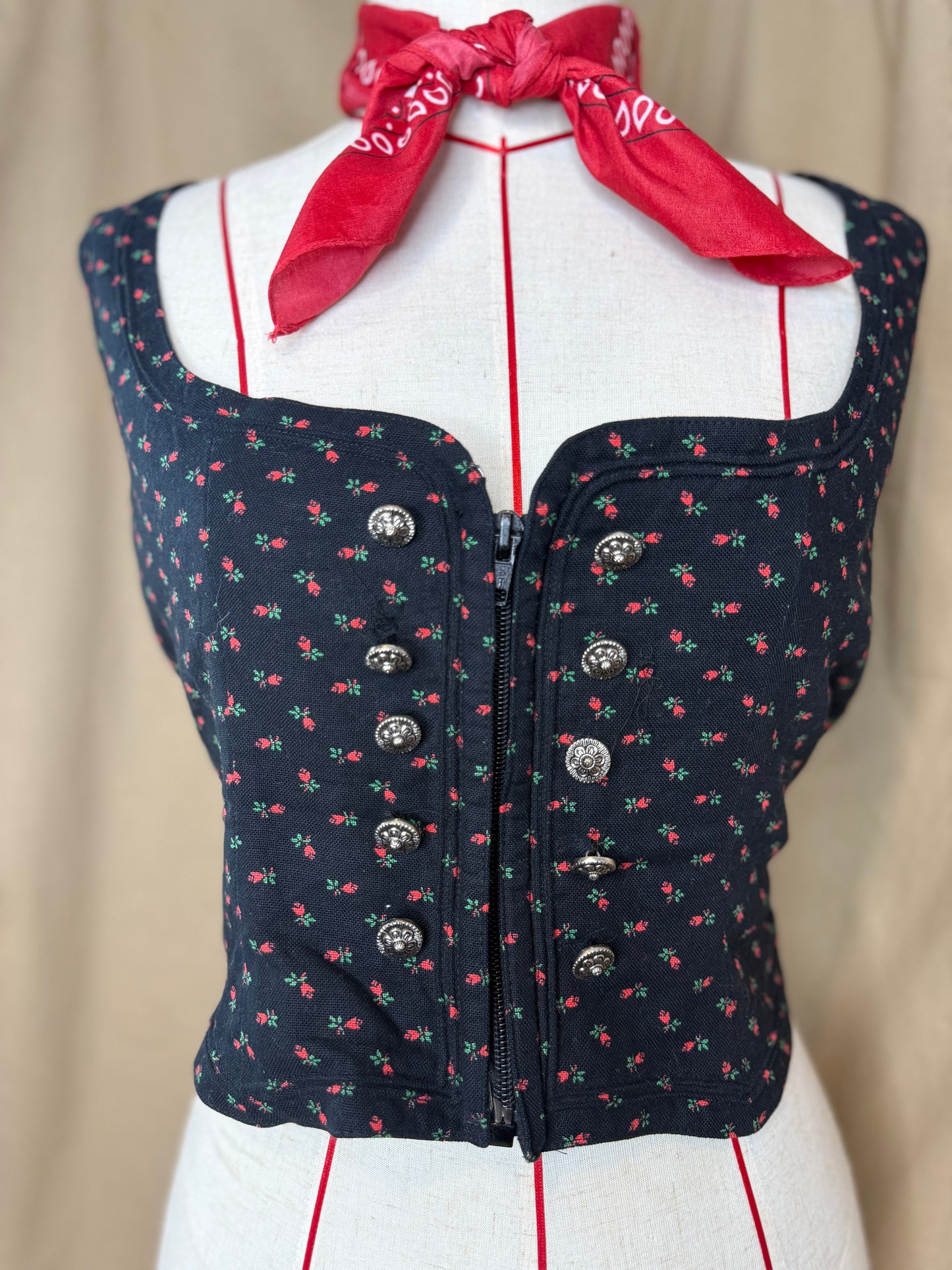 Rose Print Corset Top