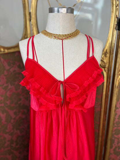 1950s Red Satin Night Dress