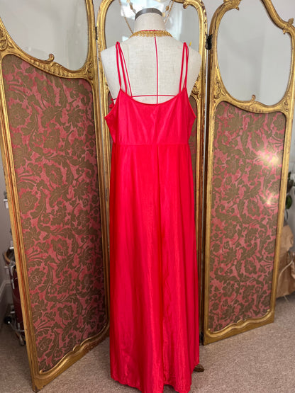 1950s Red Satin Night Dress