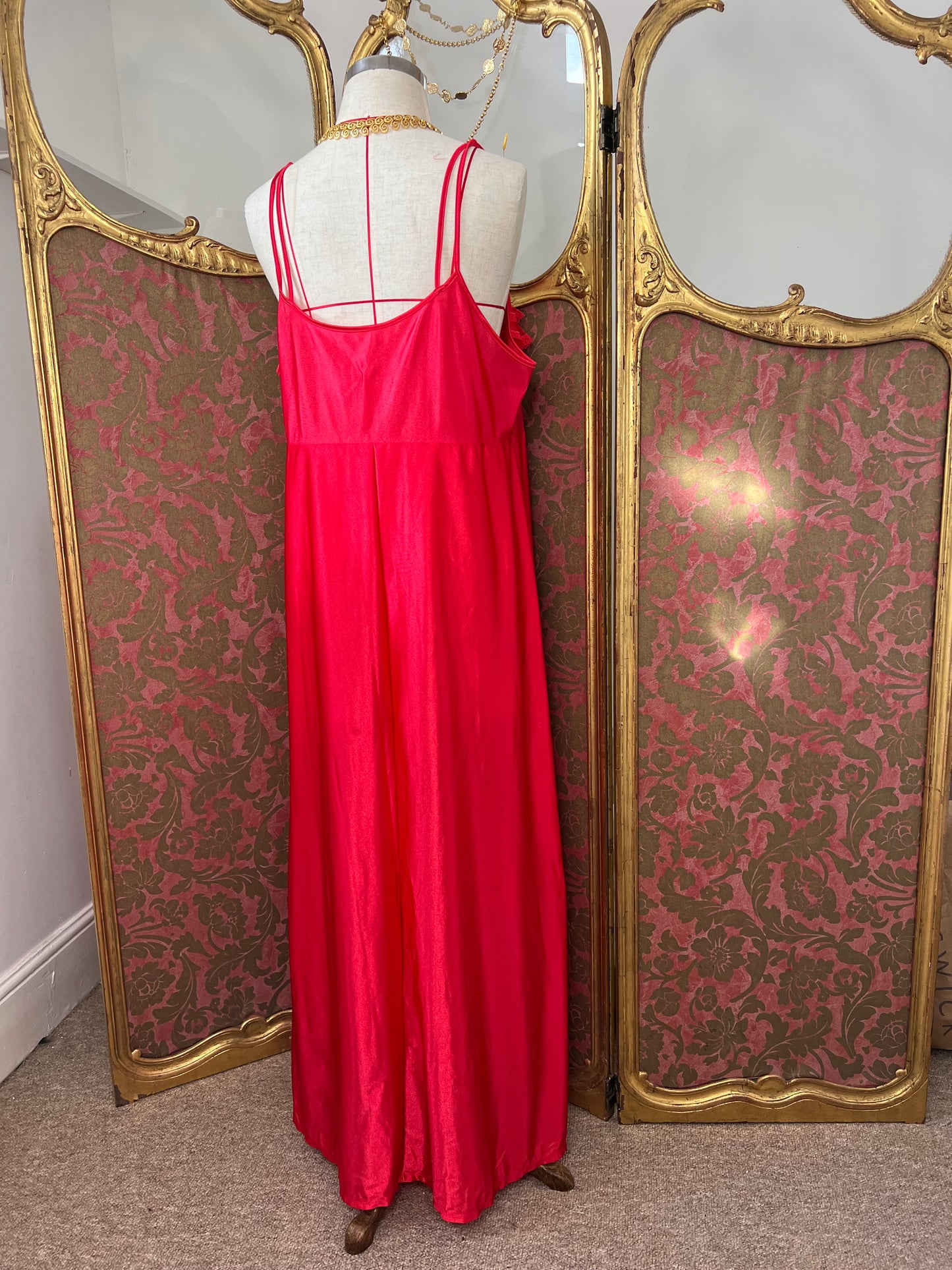 1950s Red Satin Night Dress