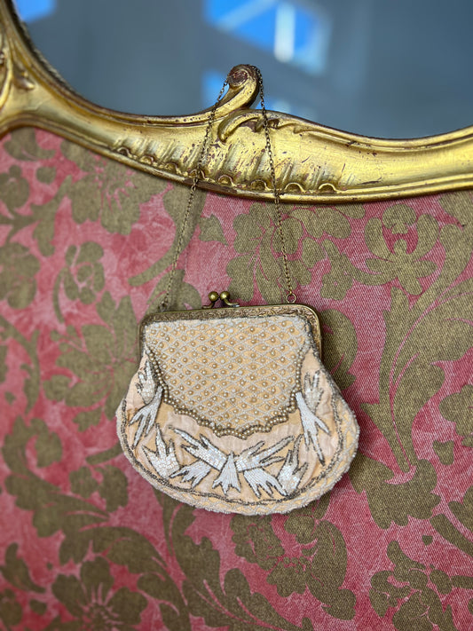 1920s Antique Baby Pink Evening Bag