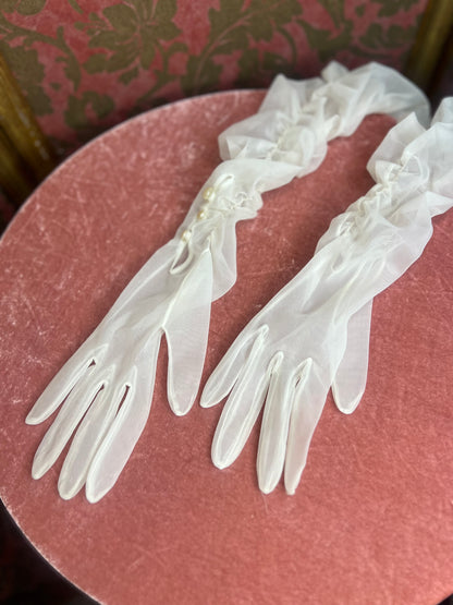 White Elbow-Length Boudoir Gloves