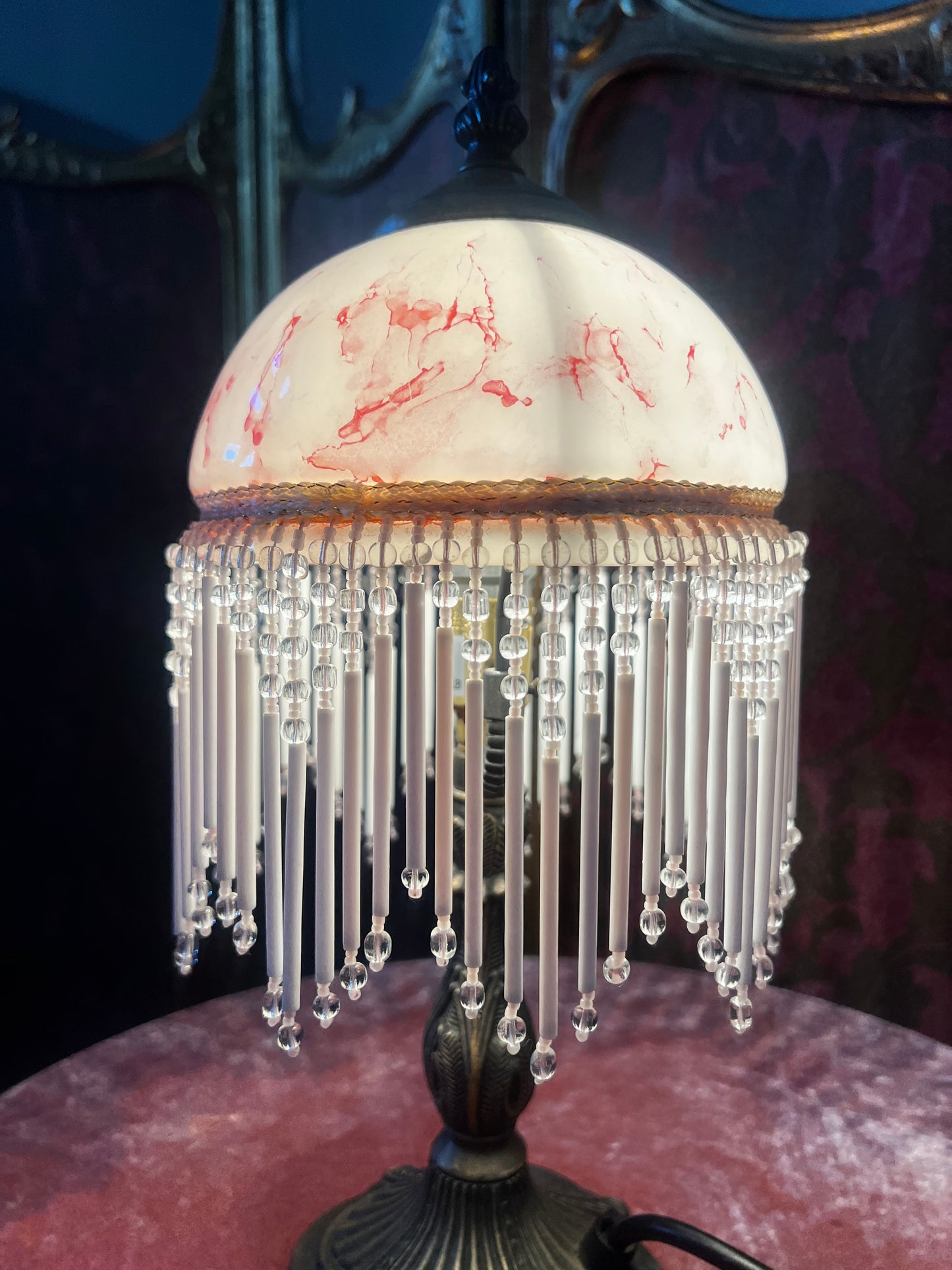 Pink Glass Boudoir Lamp