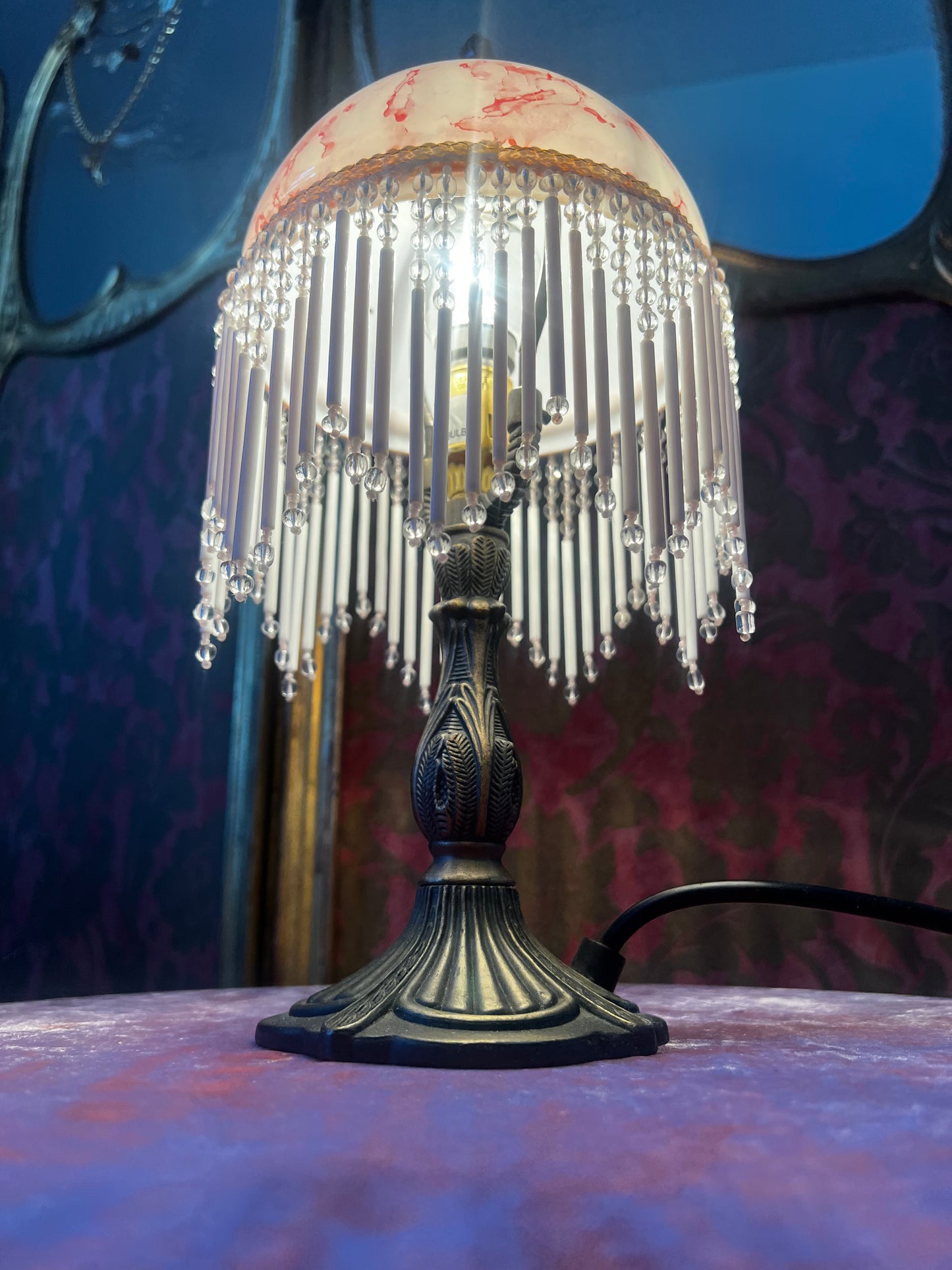 Pink Glass Boudoir Lamp