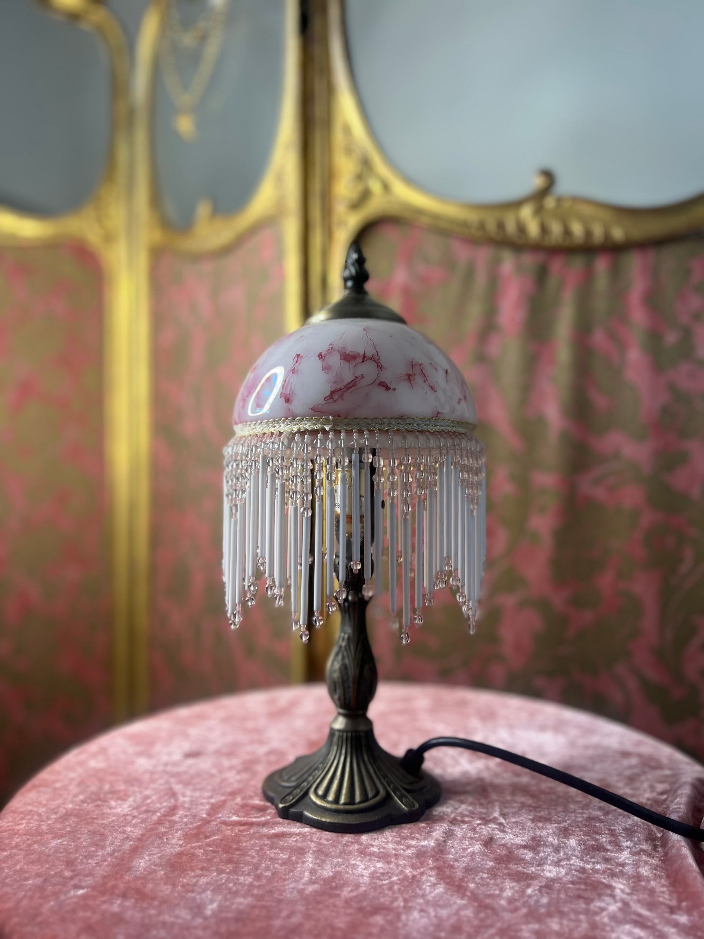 Pink Glass Boudoir Lamp