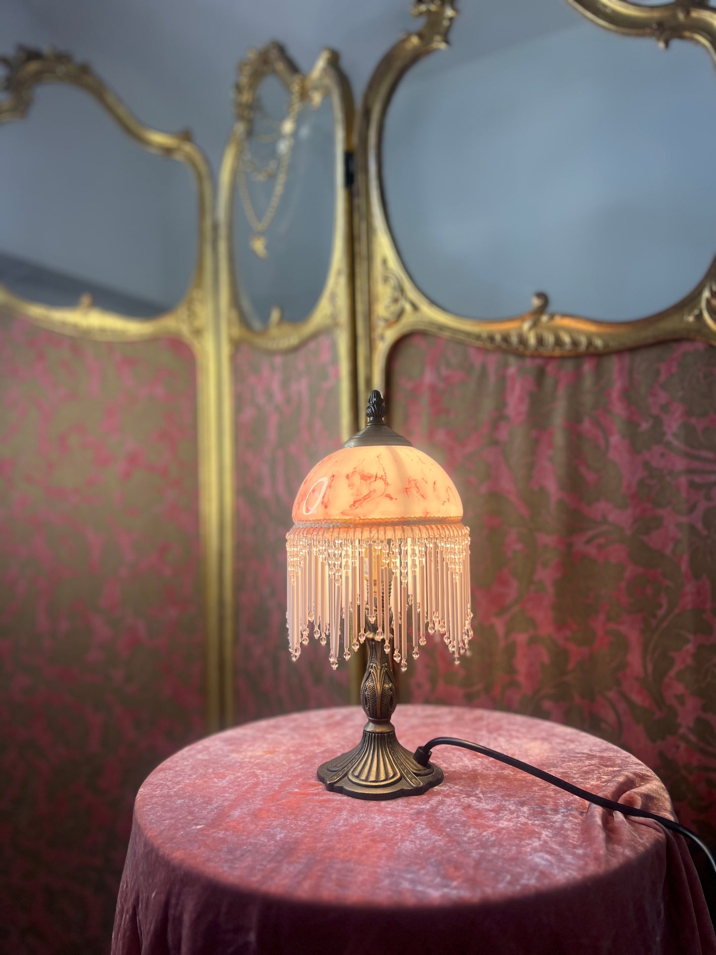 Pink Glass Boudoir Lamp