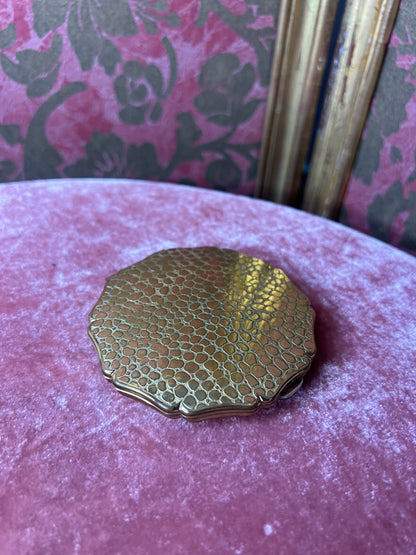 Gold Croc Effect Stratton Powder Compact Mirror