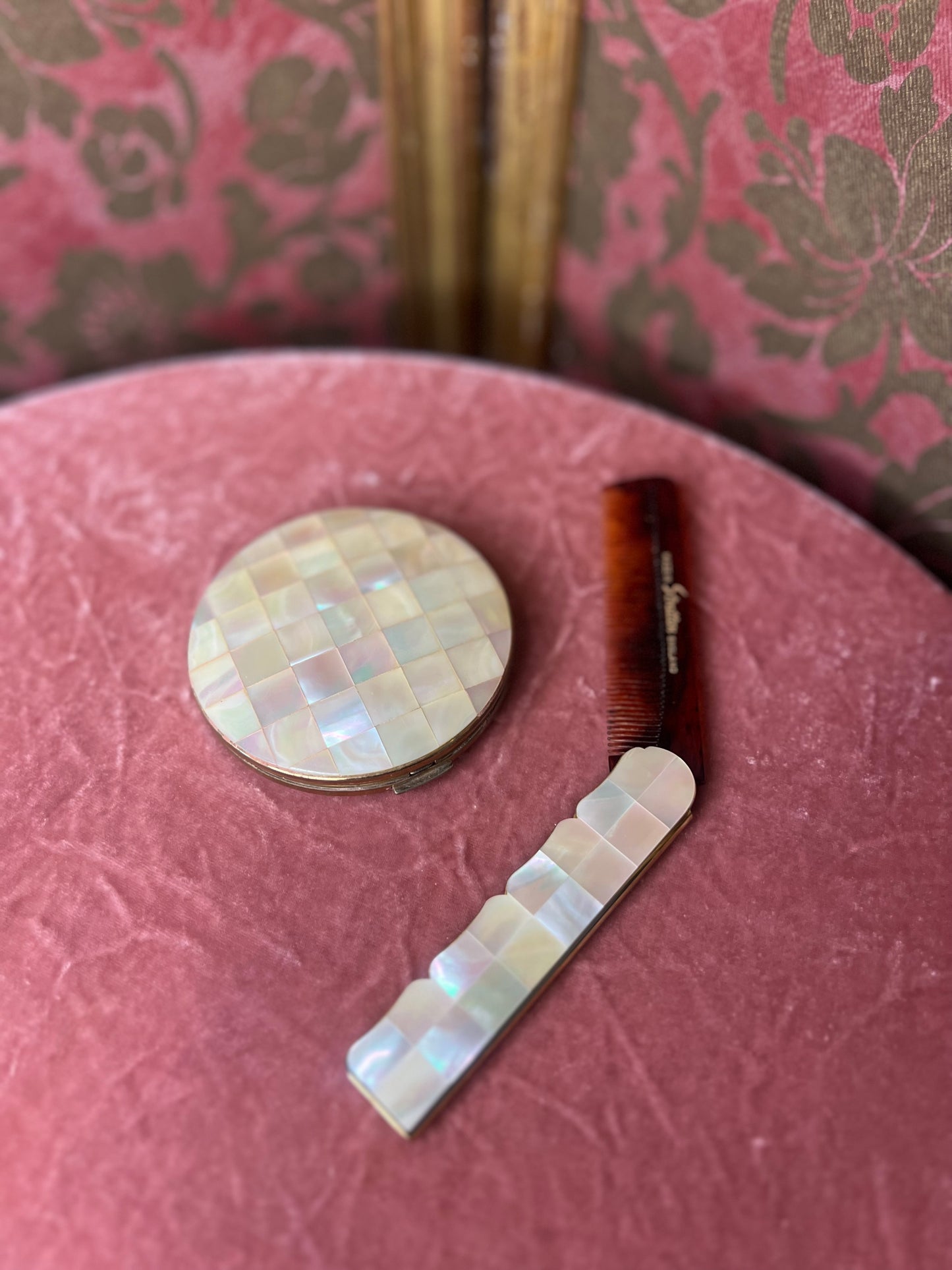 Mother of Pearl Stratton Compact and Comb