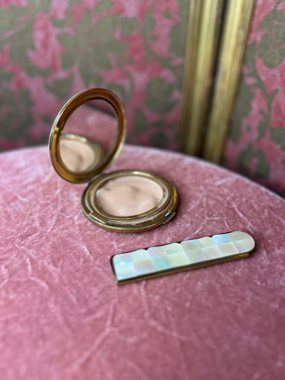 Mother of Pearl Stratton Compact and Comb